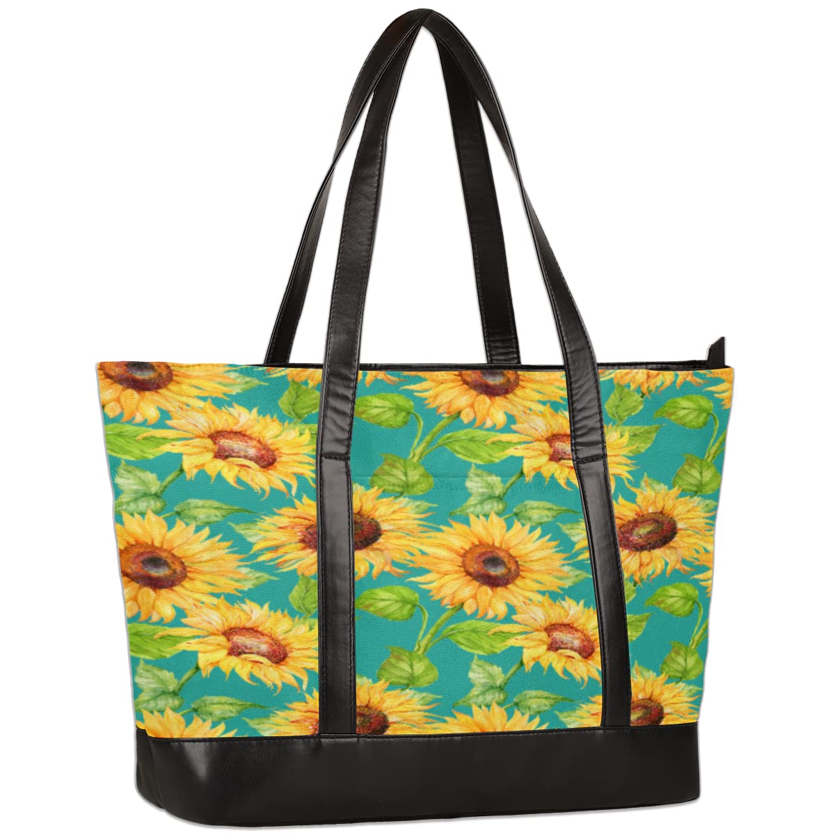 Stylish Sunflower Laptop Tote Bag for Women - 15.6 Inch Lightweight Waterproof Computer Bag - Durable Shoulder Handbag for Business, Office, School & Travel - Perfect for Work Commute, College Campus & Weekend Getaways