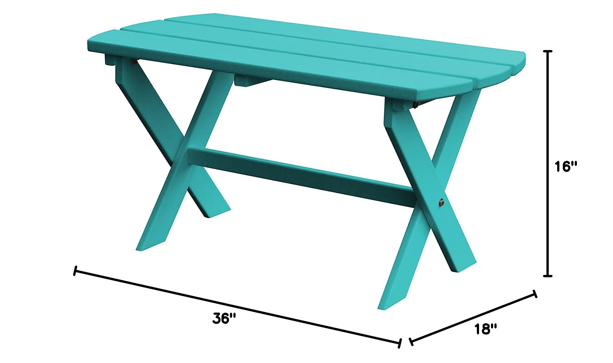 Folding Oval Coffee Table - Lightweight Poly Furniture for Living Room, Patio, or Office - Aruba Blue - Easy to Move & Store - Perfect for Small Spaces & Outdoor Use