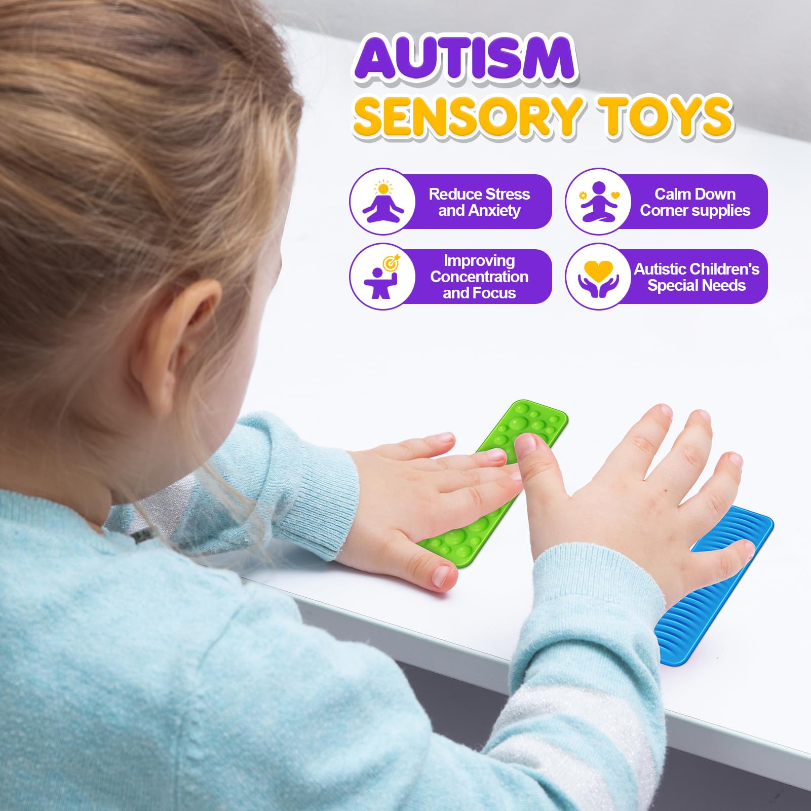 8 Pack Textured Suction Fidget Toys for Kids & Adults - Sensory Stickers for Autism, Anxiety Relief - Classroom & Office Stress Reducers - Easter Basket Stuffers - Perfect for Calming, Focus & Sensory Play
