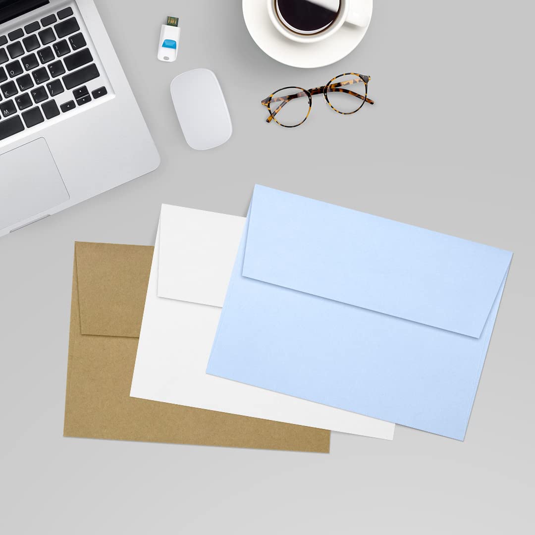 LUXPAPER A7 Printable Invitation Envelopes for 5x7 Cards - 80 lb. Premium Baby Blue Paper, Self-Sealing Peel & Press, 1000 Pack (5.25x7.25 in) - Perfect for Weddings, Parties, Business Events & Greeting Cards