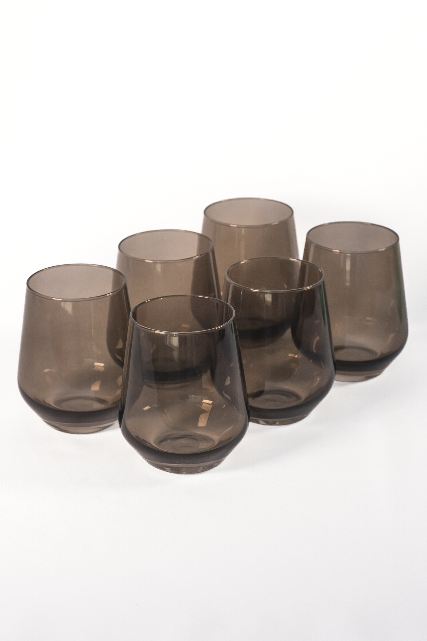 Estelle 6-Piece Stemless Wine Glass Set in Gray Smoke - Elegant & Durable for Red, White, and Sparkling Wine - Perfect for Dinner Parties, Gifts, and Home Entertaining