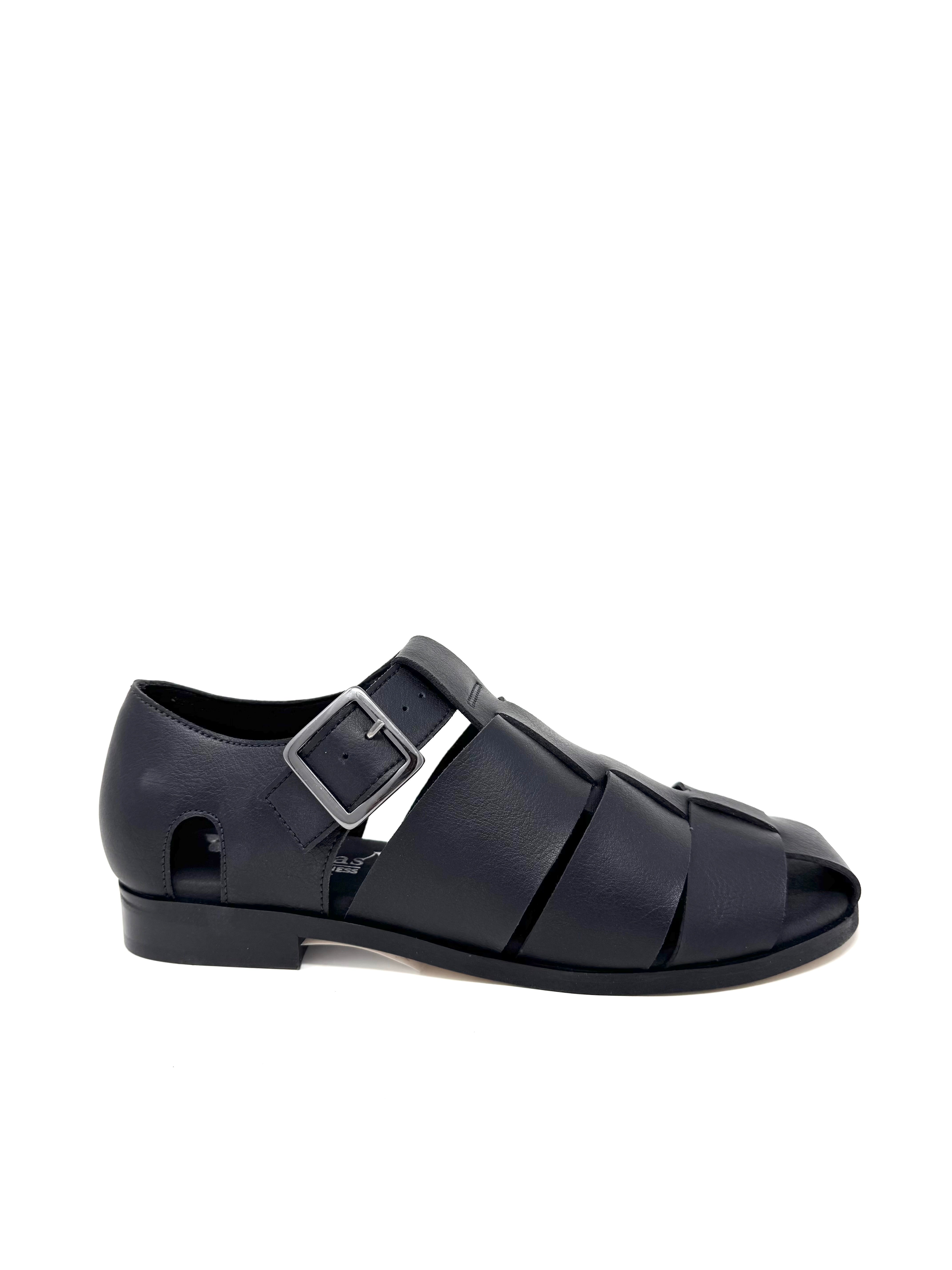 Novacas Black Courtney Sandal - Women's Comfortable Leather Slide Sandals for Casual Wear, Beach & Summer Outfits