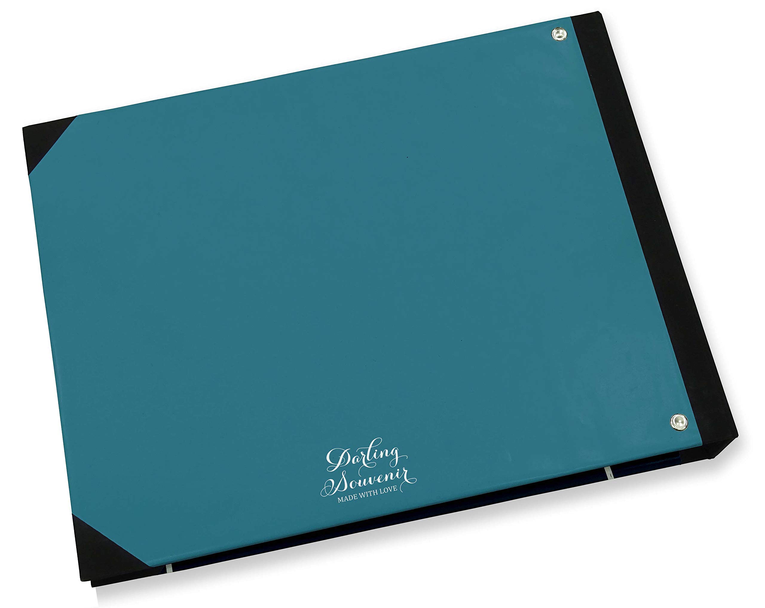 Darling Souvenir Blue Floral & Leaves Wedding Guest Book - 9x12 Inch Hardbound Guest Sign-in Registry for Bridal Shower, Anniversary & Special Events