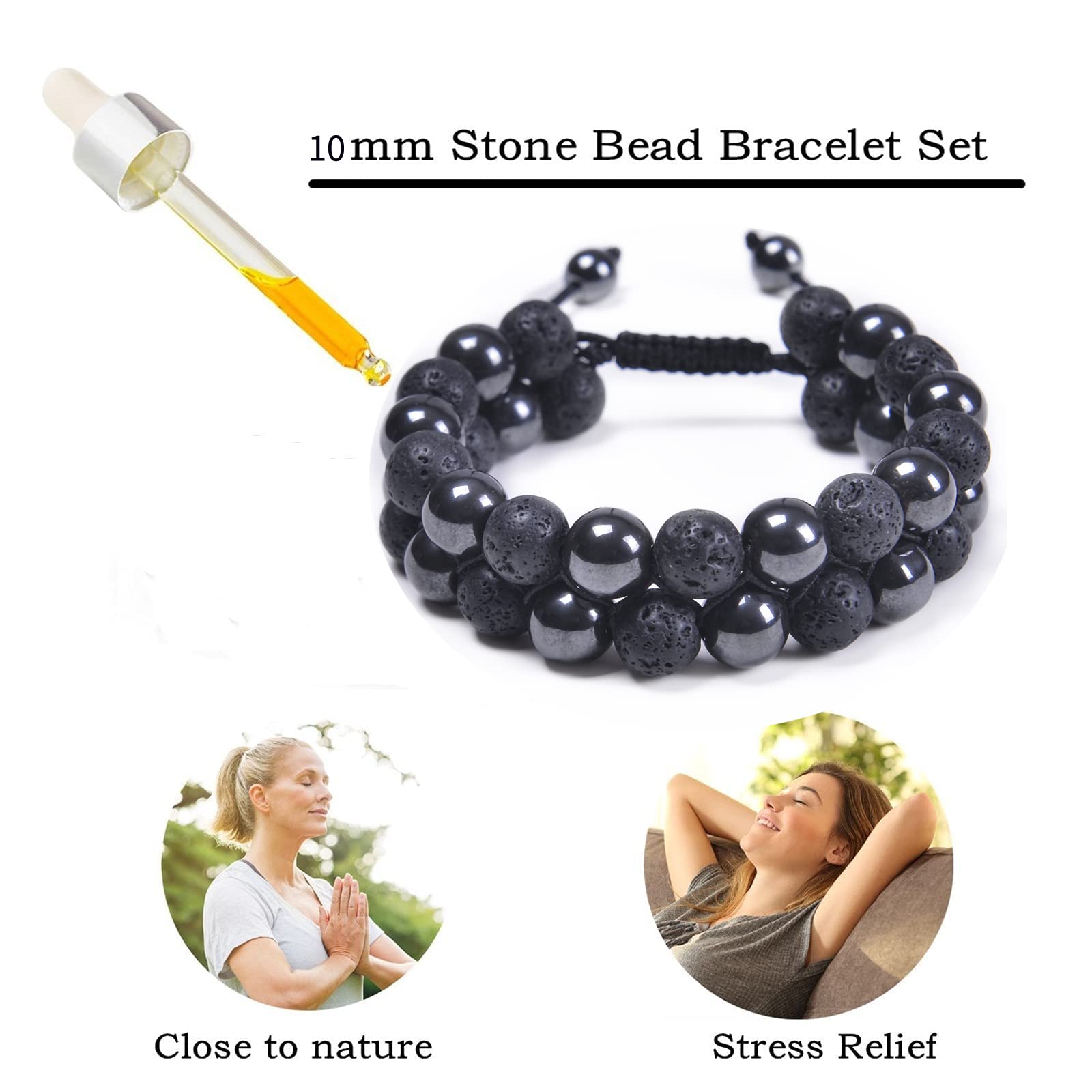 GelConnie 7 Chakra Lava Rock Bracelet - 8mm Natural Stone Healing Beads for Stress Relief, Anxiety & Yoga - Aromatherapy Essential Oil Diffuser Bangle - Perfect for Meditation, Spiritual Healing & Daily Wellness