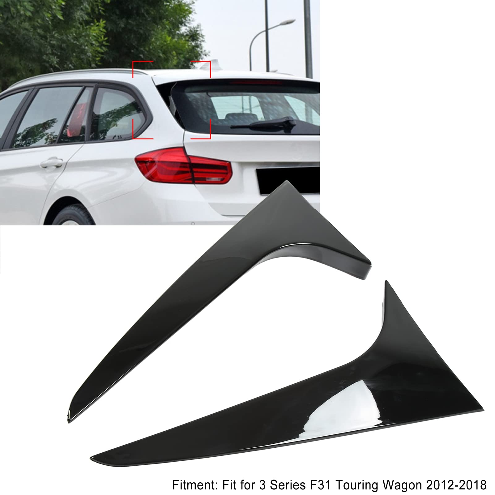 Qiilu Rear Window Side Spoiler Wing for BMW 3 Series F31 Touring Wagon 2012-2018 - Carbon Fiber Canard Splitter Side Wing Cover - Enhance Aerodynamics & Style - Perfect for Car Enthusiasts & Racing Performance Upgrades