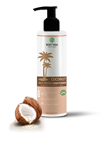 Organic Coconut Milk Protein Conditioner for Shine & Volume - Sulfate Free, Vegan, Cruelty Free - Safe for Color Treated & Curly Hair - 8.2 fl oz - Perfect for Dry, Damaged Hair Care Routine