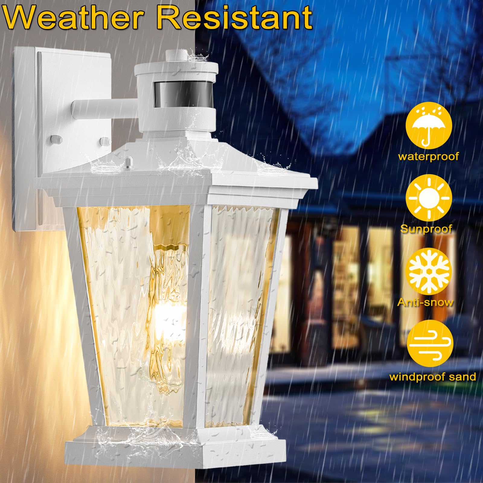 Modern Outdoor Wall Lights - Large Pack of Exterior Wall Mount Light Fixtures, White Porch & Garage Lights with Dusk to Dawn & Motion Sensor - Perfect for Patio, Garden, Driveway & Entryway Security Lighting