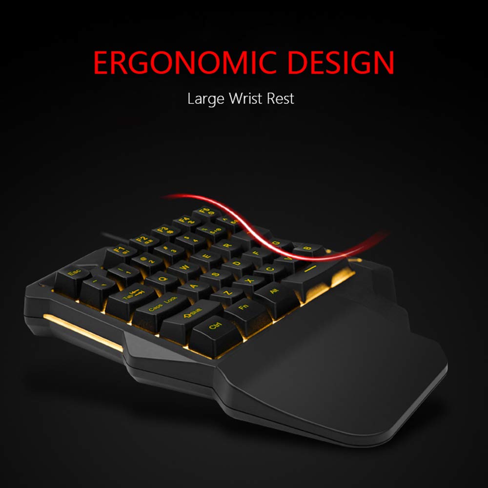 RedThunder One-Handed Gaming Keyboard and Mouse Combo, RGB Backlit Ergonomic Mini Keyboard with 35 Keys, 6400 DPI Optical Mouse for PC PS5 Gamers - Perfect for FPS, MMO, and Esports Gaming