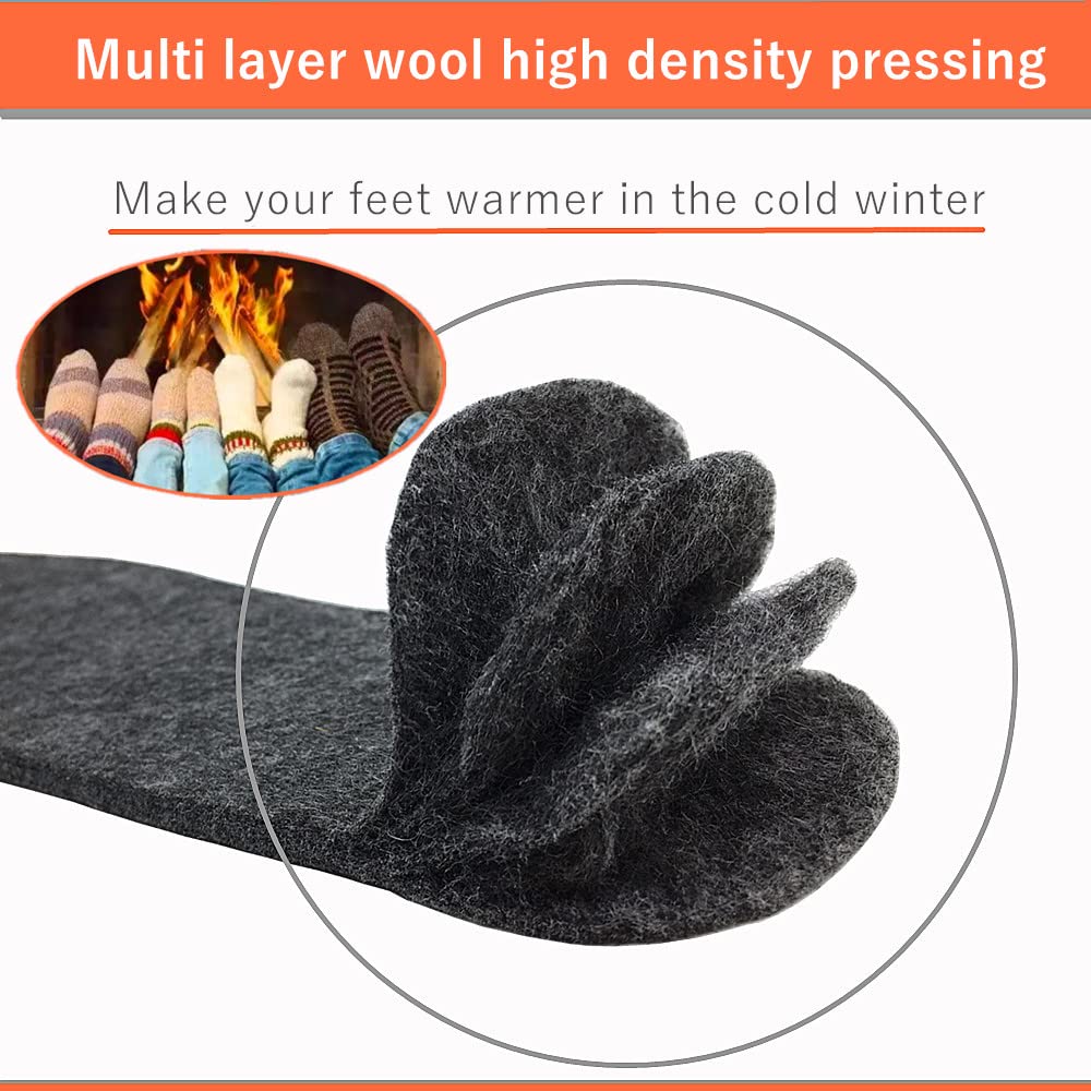 Natural Warm Lambs Wool Insoles for Women (Size 6) - Soft Wool Felt Insoles for Boots & Shoes - Cozy Winter Foot Warmers for Hiking, Snow Boots & Cold Weather Comfort