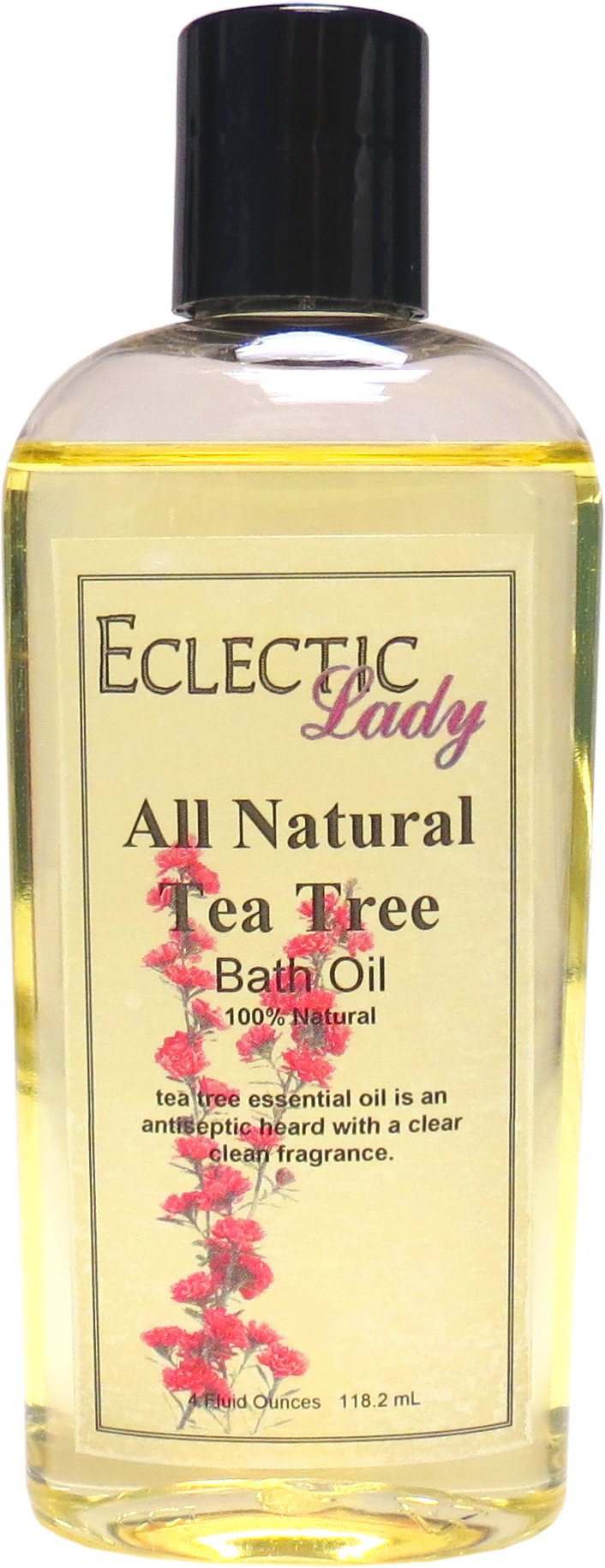 Tea Tree Bath Oil by Eclectic Lady - Natural Scented Bath Oil for Relaxation & Moisturizing - Fragrance Body Oil for Dry, Rough & Sensitive Skin - Daily Nourishing Shower Oil (4 oz) - Perfect for Spa Nights, Stress Relief & Skin Hydration
