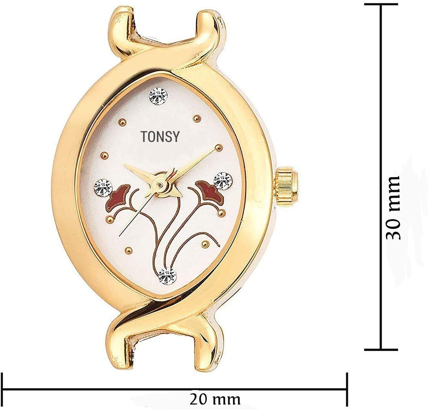 TONSY Women's Analog Watch with White Diamond Dial - Elegant Gold-Tone Gift for Her - Perfect for Formal Events, Anniversaries & Special Occasions