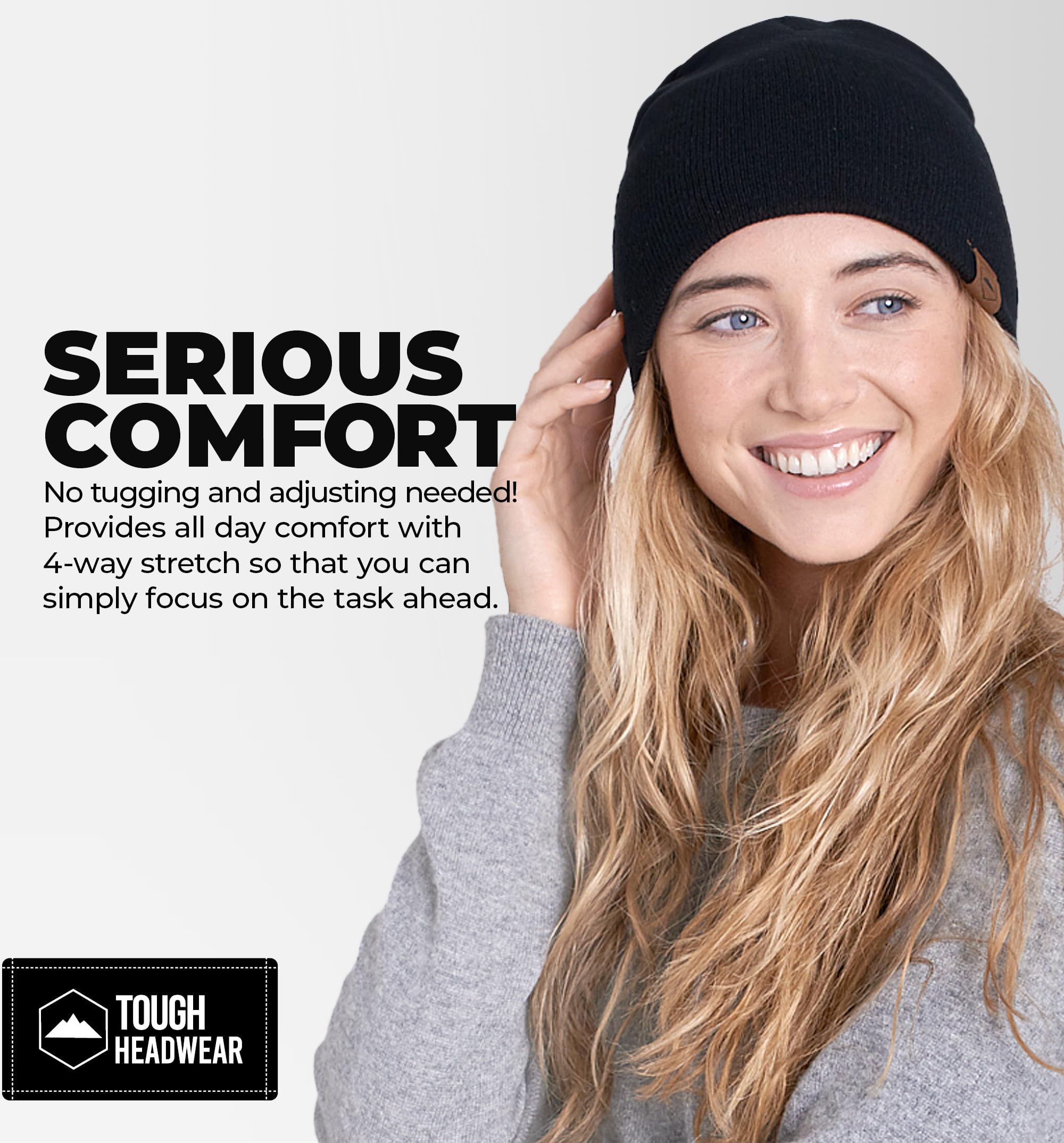 Tough Headwear Daily Knit Beanie for Men & Women - Warm Winter Hat for Cold Weather - Cozy Unisex Skull Cap - Perfect for Outdoor Activities, Skiing, Snowboarding and Casual Winter Fashion