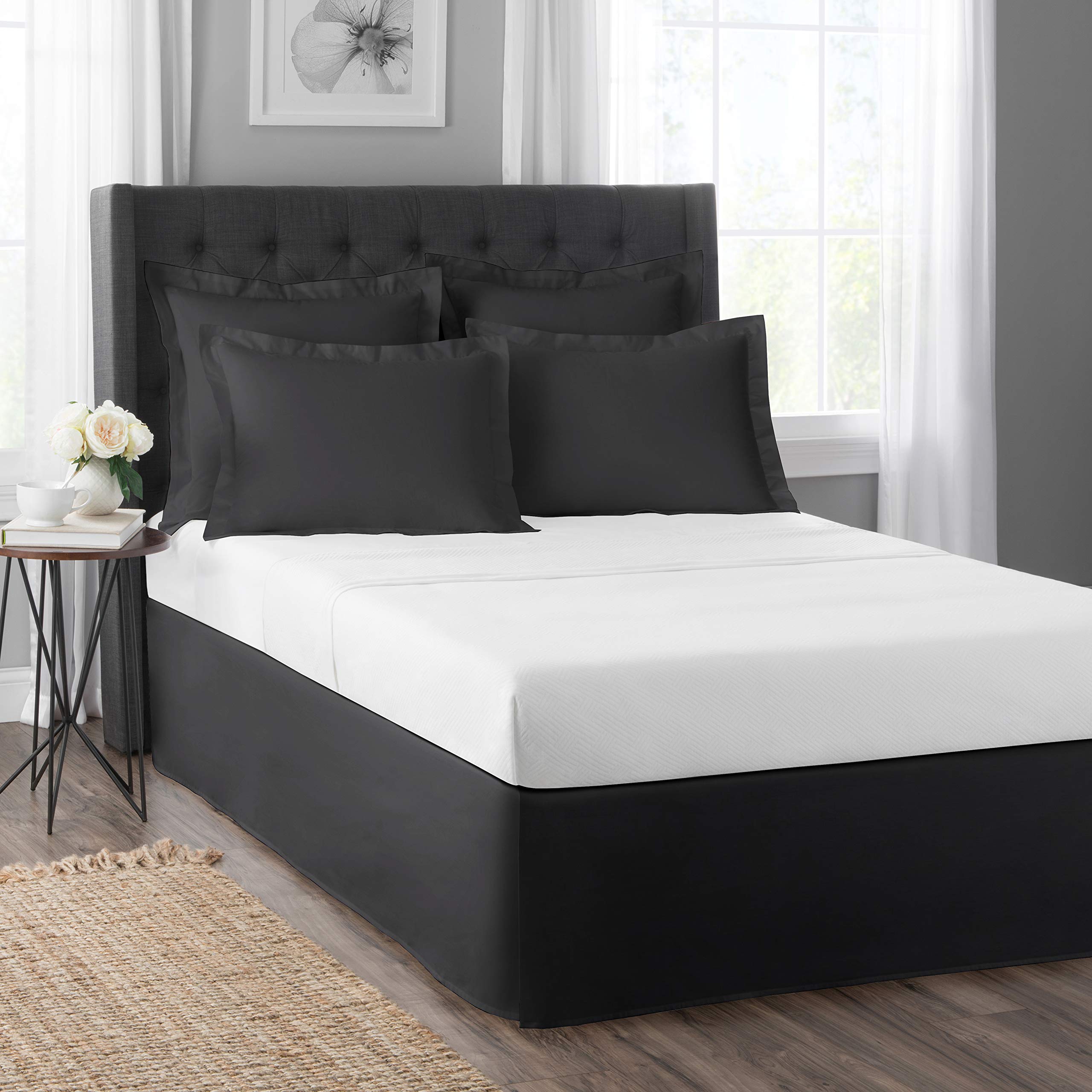 Premium Euro Sham Pillow Cover - Bed Maker's Tailored Sham in Black - Luxury Bedding for Master Bedroom & Guest Room Decor