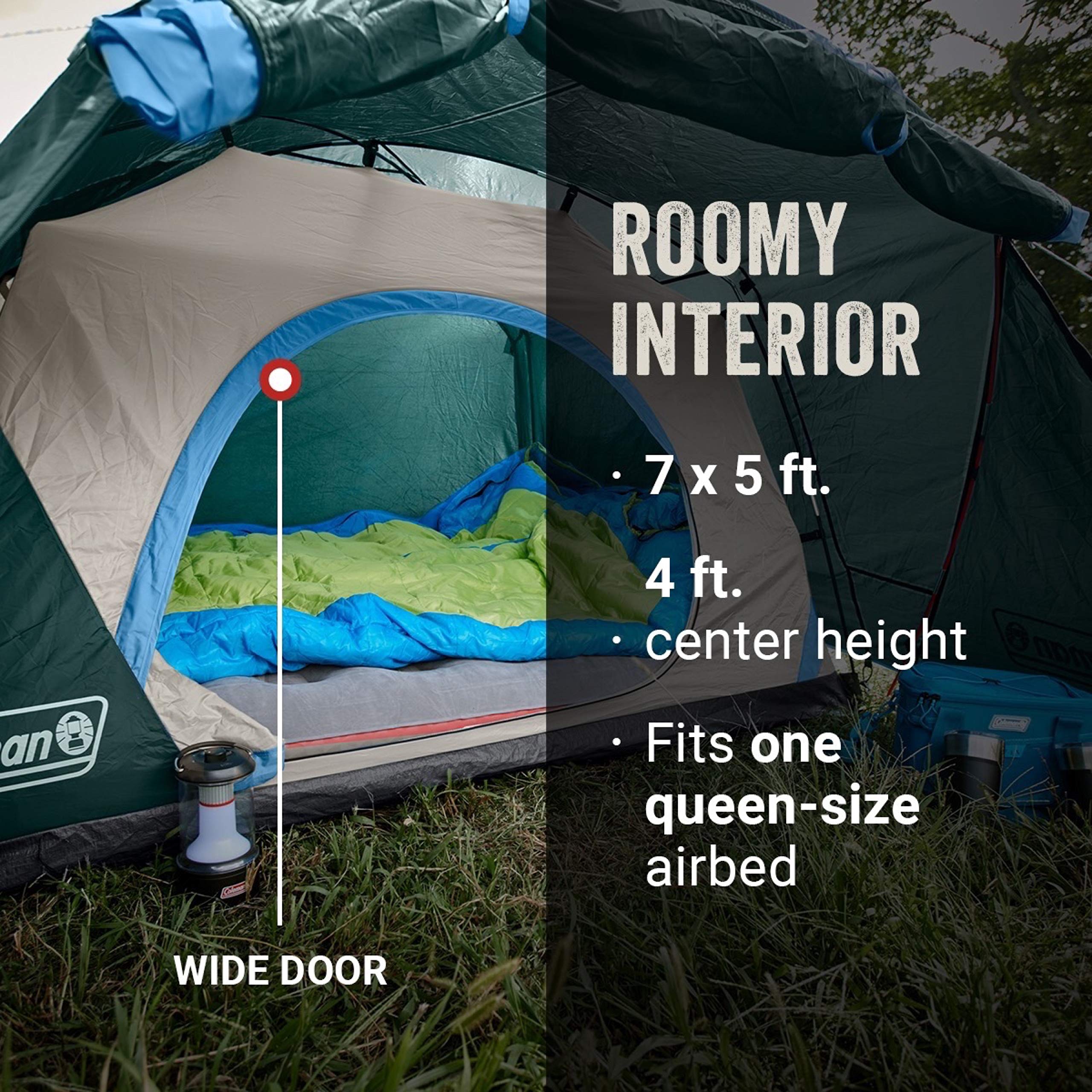 Coleman Skydome Camping Tent with Full-Fly Vestibule - Lightweight 4-Person Tent for Outdoor Adventures, Hiking, and Family Camping Trips | Evergreen Color