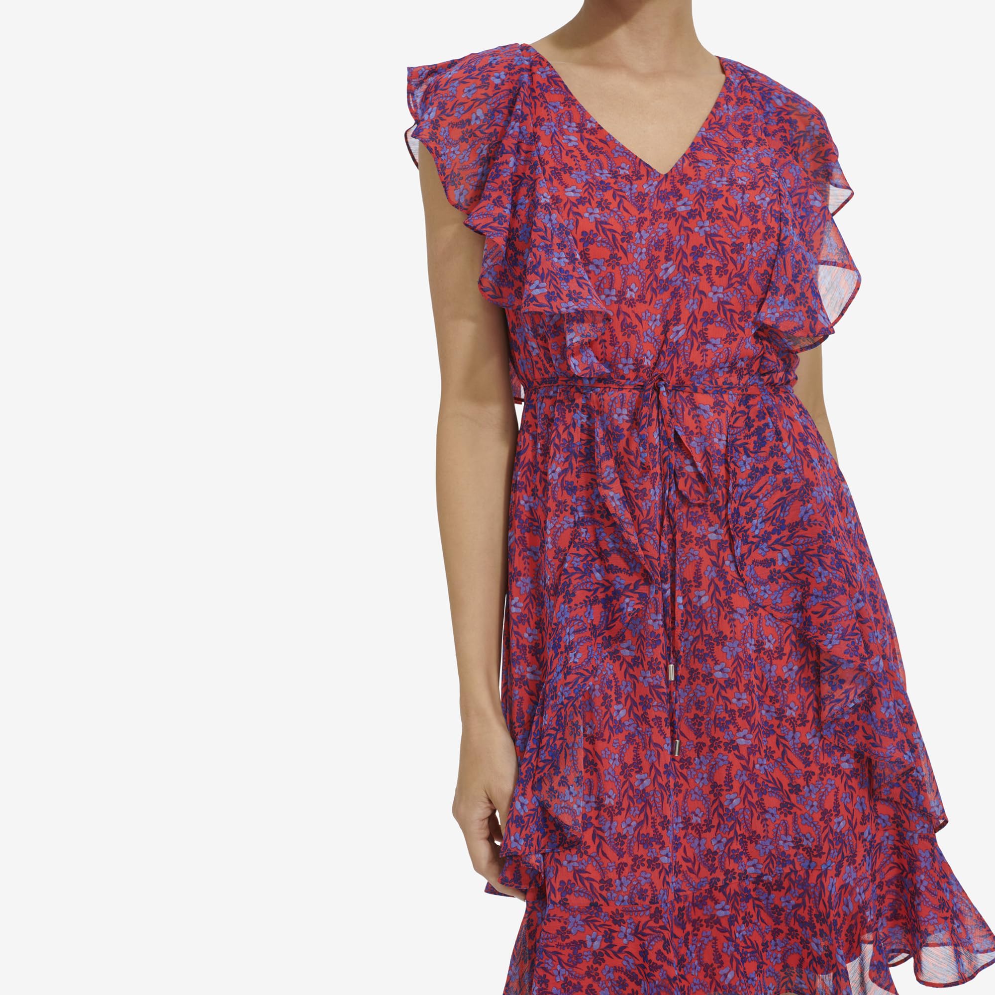Tommy Hilfiger Women's Sleeveless Ruffle Dress - Flowy Summer Dress for Casual Outings, Beach Vacations & Date Nights