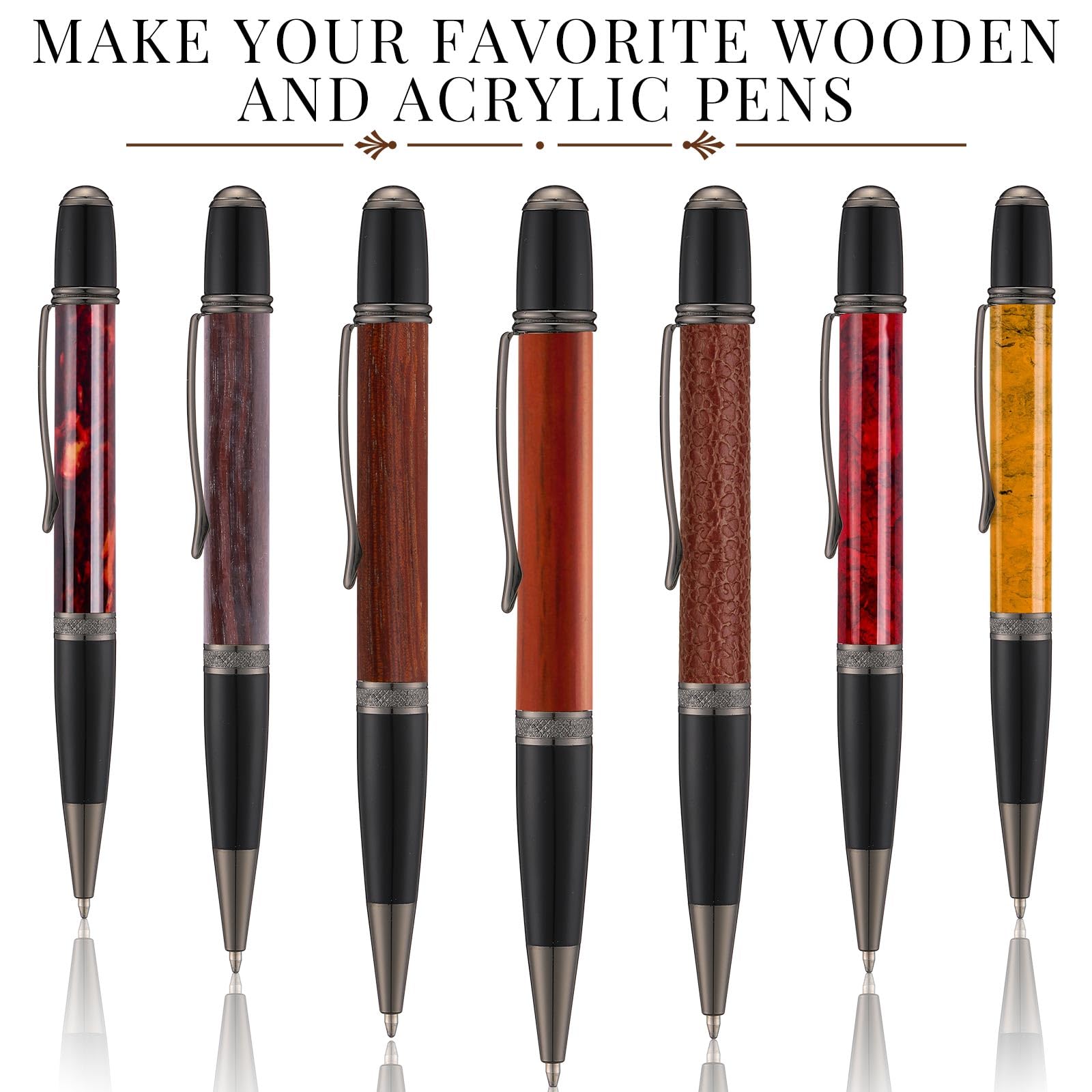 Colarr 12 Pack Woodturning Pen Kit - Twist Ballpoint Pen Making Supplies with Copper Accents & Refills for DIY Woodworking, Classroom Projects - Perfect Teacher & Student Gift (Black) - Ideal for Woodturning Hobbies, School Crafts & Thoughtful Present Giving