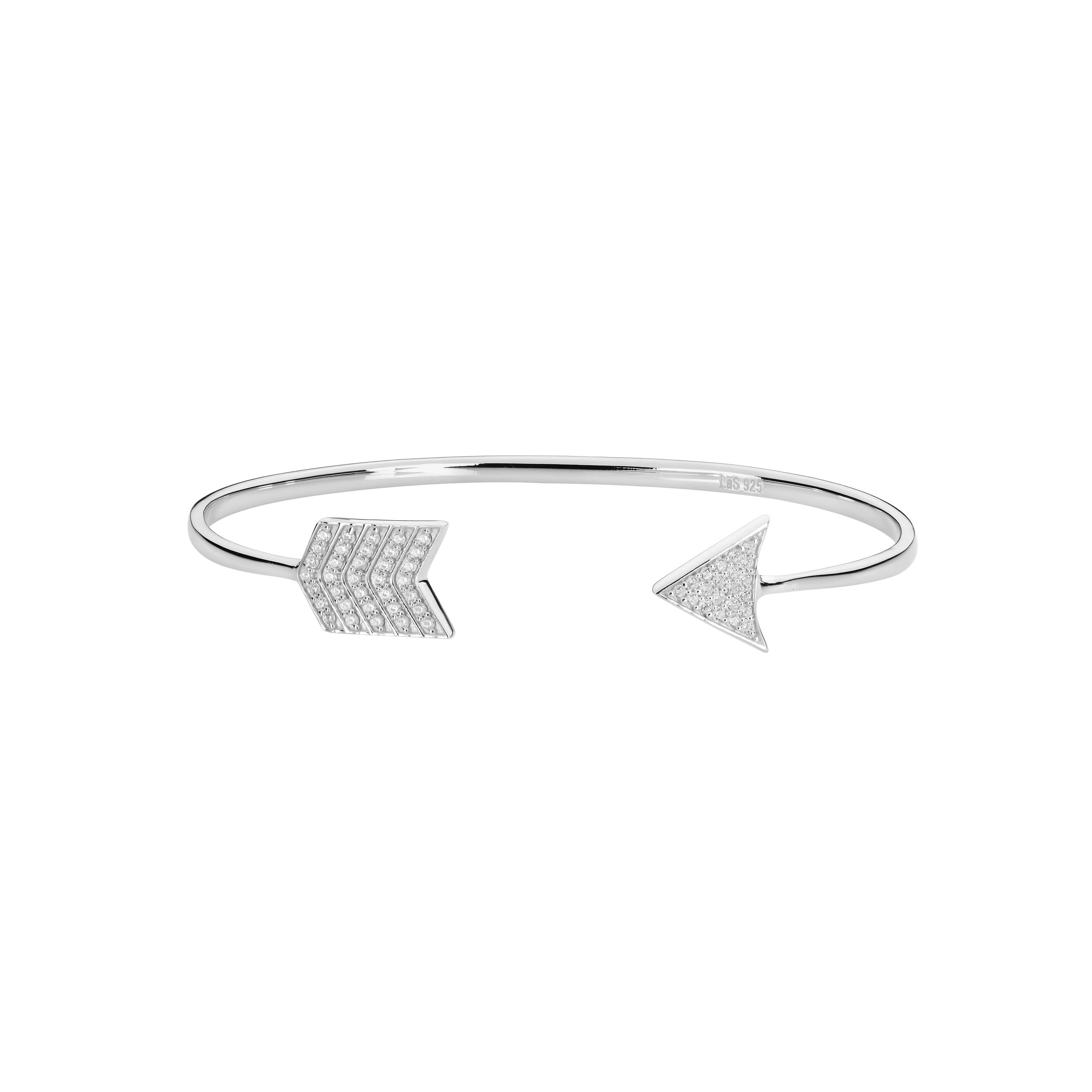 925 Sterling Silver Cupid's Arrow Open Bracelet with White Zirconia Gemstone - Elegant Birthstone Charm Bracelet for Women & Girls - Perfect Jewelry Gift for Valentine's Day, Anniversary & Special Occasions