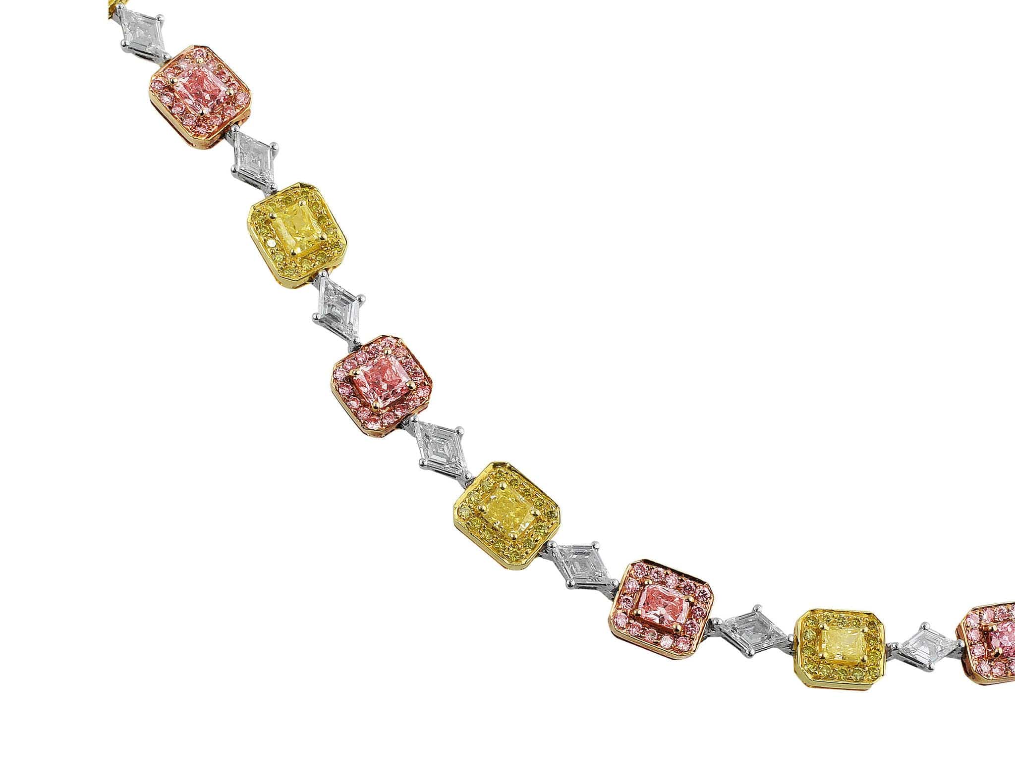 18K Gold Platinum Radiant Colored Diamond Bracelet for Women - Elegant Tennis Bracelet with Genuine Diamonds - Perfect for Weddings, Anniversaries & Special Occasions