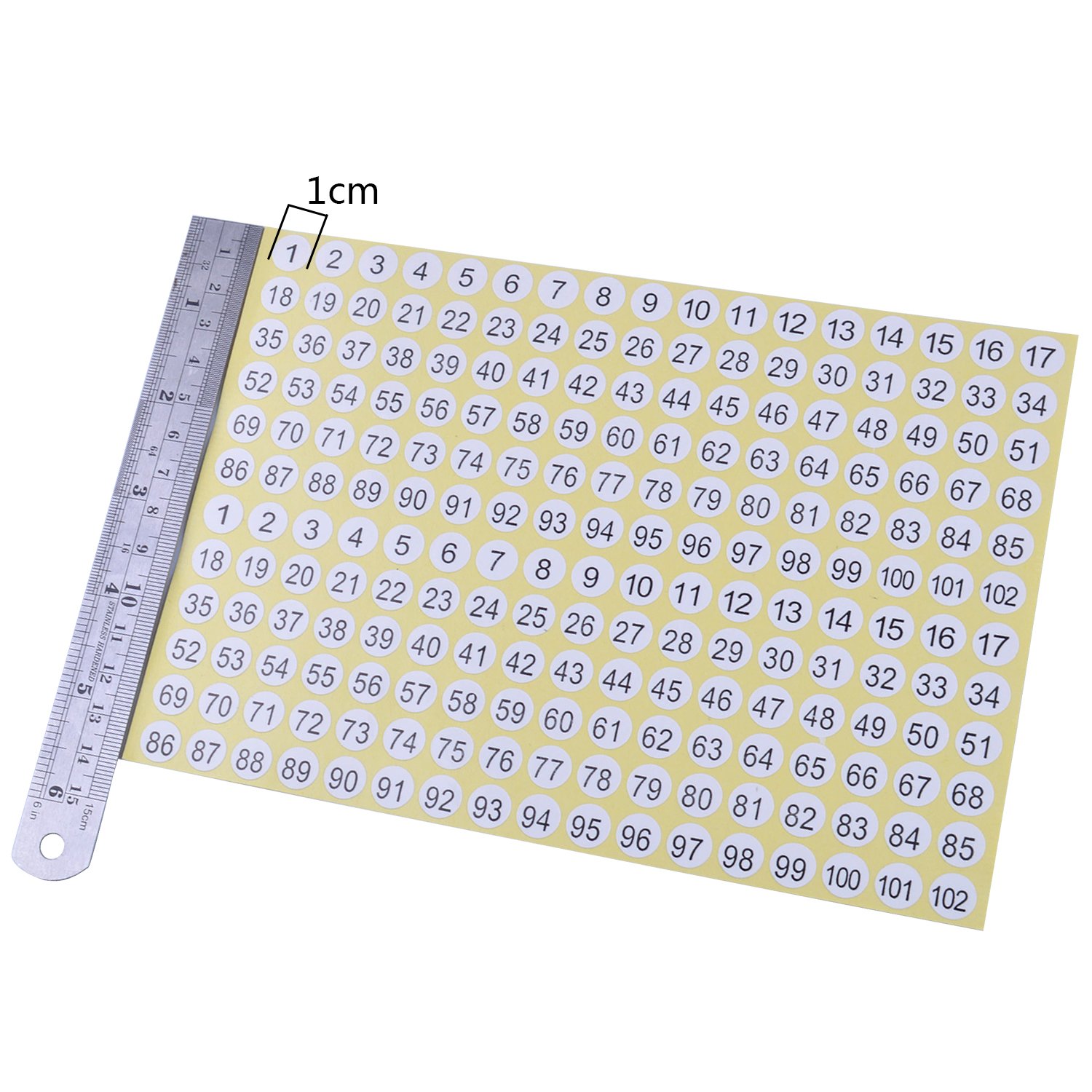 BronaGrand 1-102 Round Self-Adhesive Number Stickers - 3060 Labels (15 Sheets) for Inventory, Storage & Organization | Perfect for Office Supplies, Retail Pricing & Warehouse Management