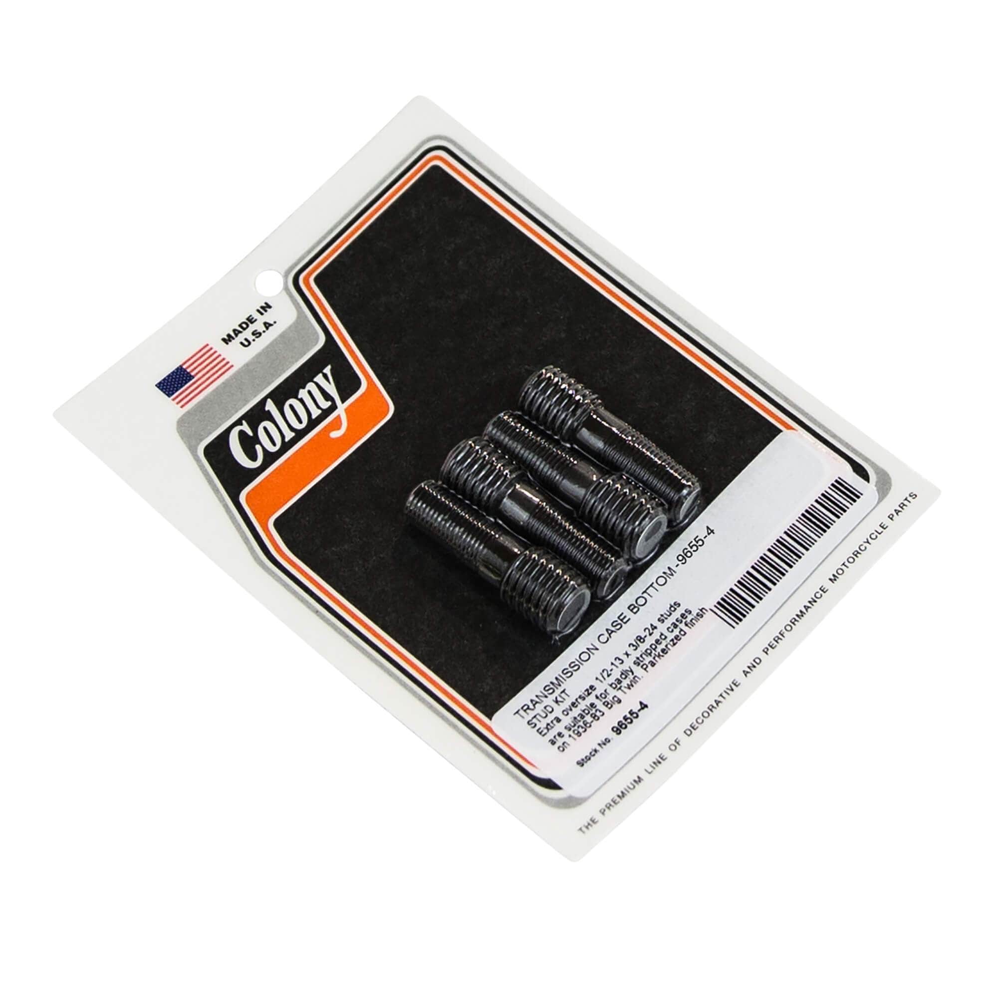 4 Extra Oversize Transmission Case Bottom Stud Kit for 1936-1983 Harley Davidson Big Twins - Parkerized Finish for Durability | Motorcycle Engine Repair & Maintenance