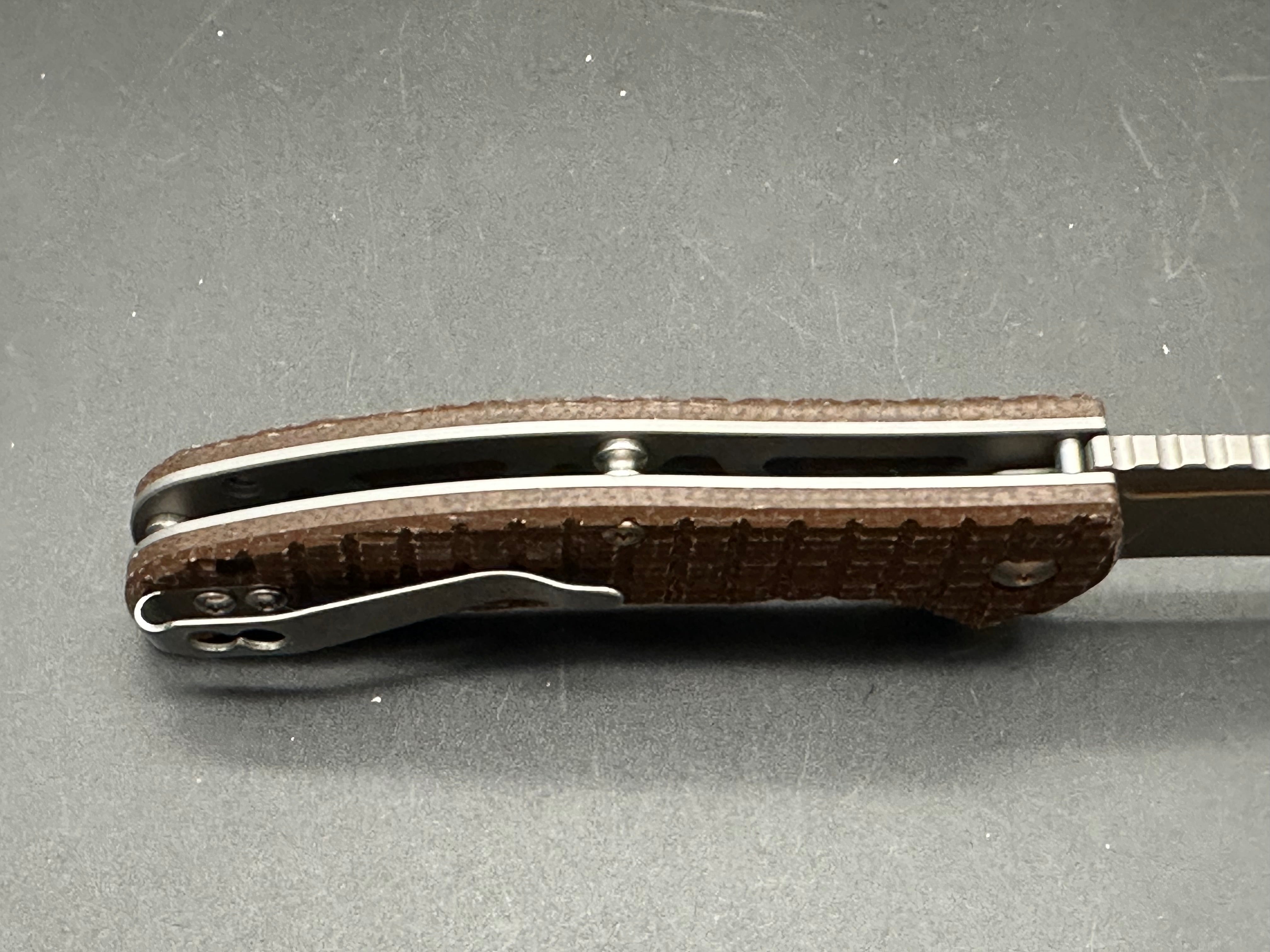 SixLeaf SL-14 Folding Pocket Knife - D2 Steel Blade with Brown Micarta Handle - EDC Tactical Knife for Camping, Hiking & Outdoor Survival