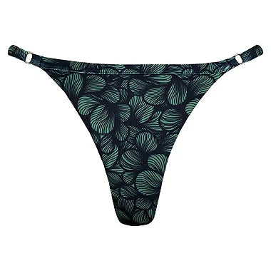 Green Waves Brazilian Thong Bikini Bottom - Sexy High Cut Swimwear for Women, Perfect for Beach, Pool & Summer Vacations