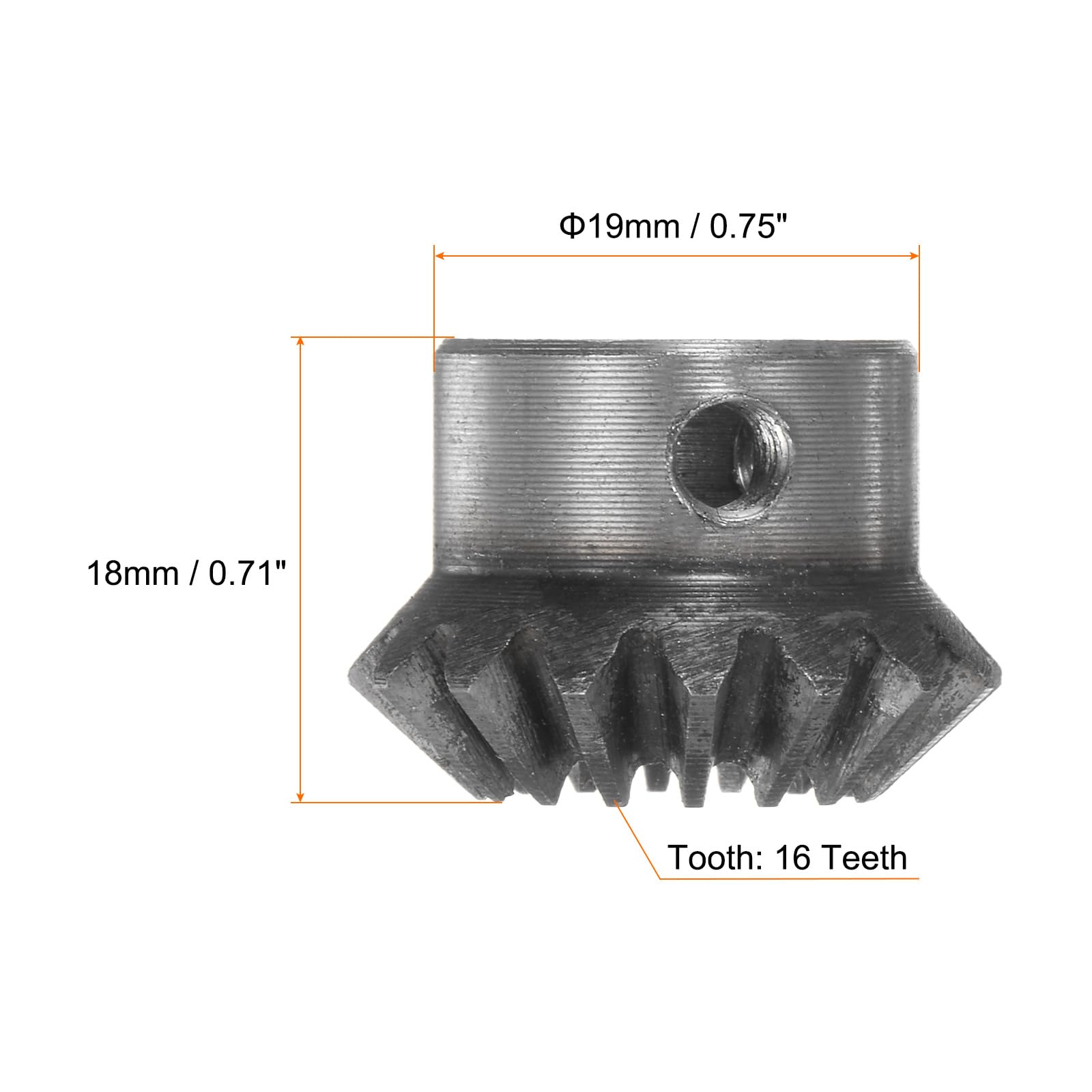 HARFINGTON 2-Piece 1M Bevel Gear Set - 16 Teeth, 8mm Shaft Hole, 1:1 Ratio, 45# Steel Construction, 1.5 Module, 90 Degree Angle for Hardware Mechanical Rotation - Perfect for Robotics, CNC Machines, and DIY Mechanical Projects