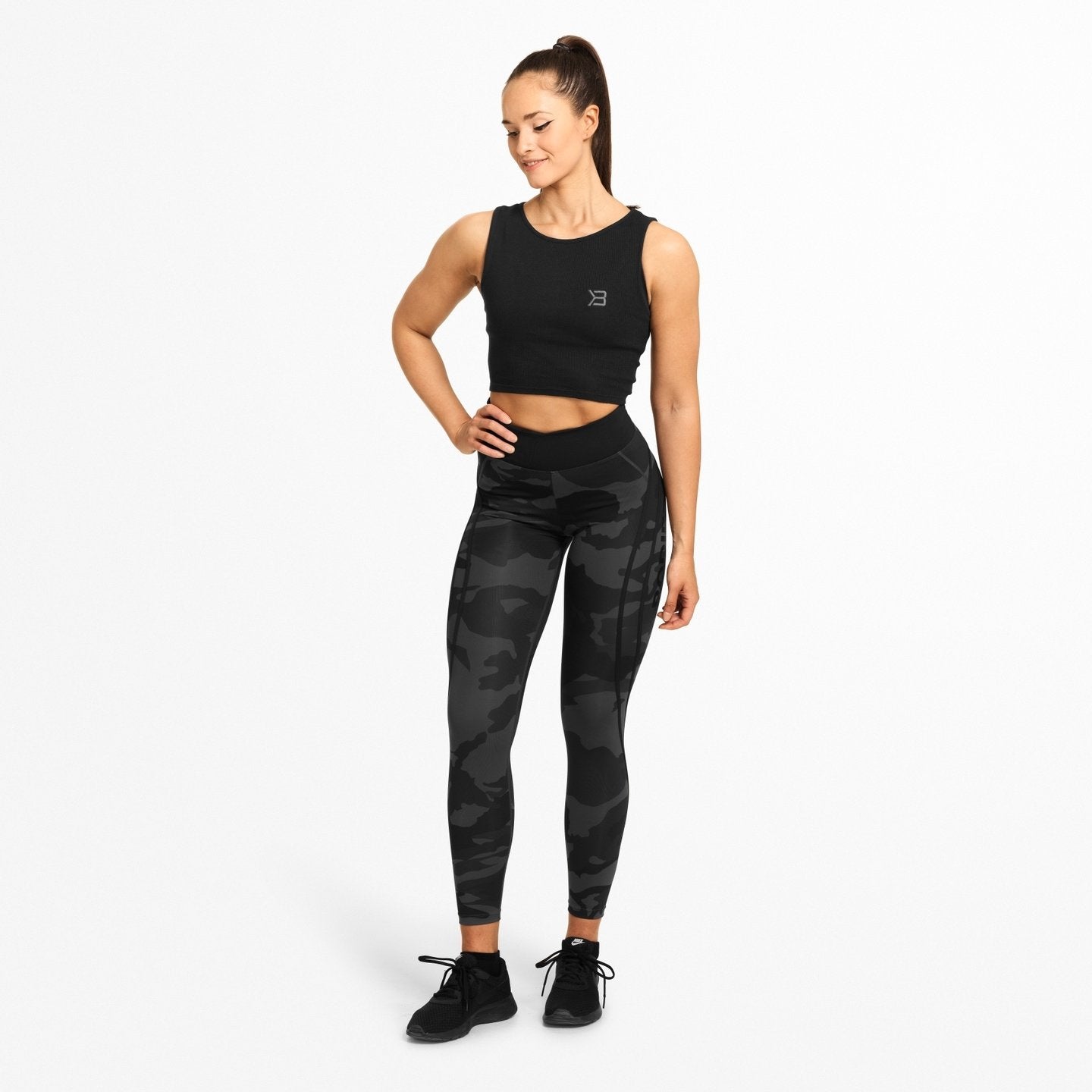 Better Bodies Camo High Waist Tights - Dark Camouflage Pattern for Women's Workout, Yoga & Running