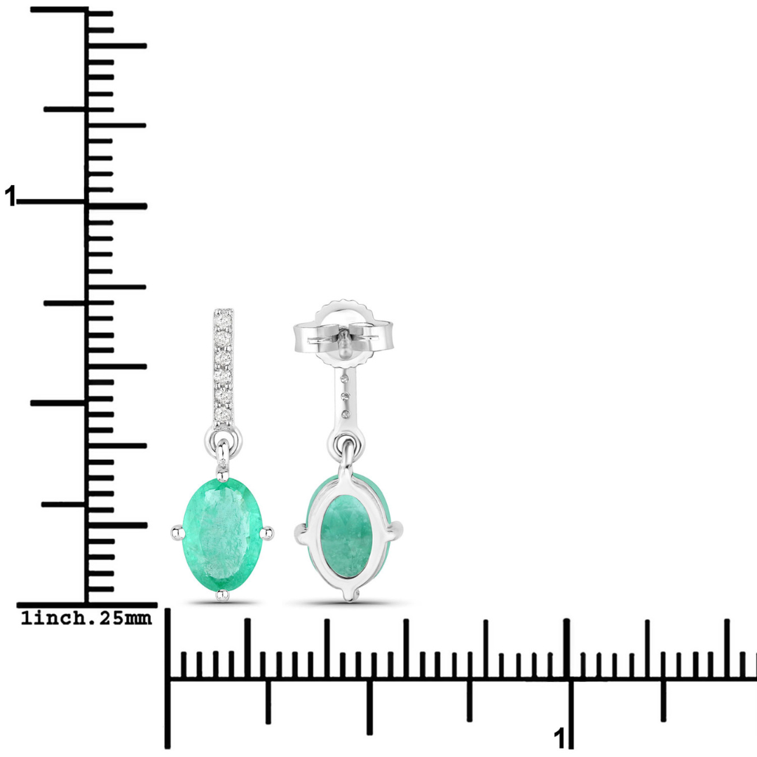 10K Gold Oval Earrings with Genuine Zambian Emerald Diamond - Perfect for Weddings, Parties & Special Occasions