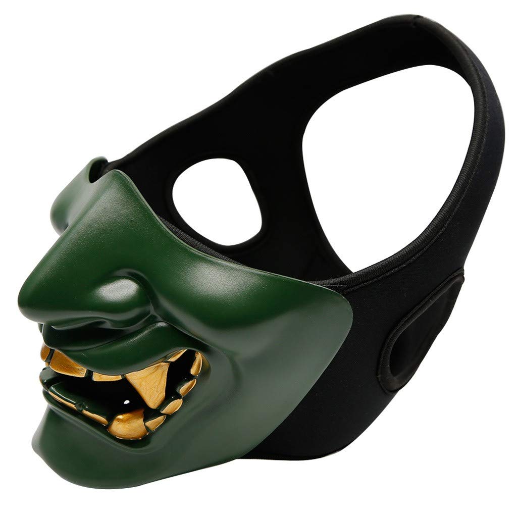 Kids Halloween Half Face Masks - Samurai Cosplay Costume for Halloween Party & Festival - Scary Decor for Bedroom & Bathroom - Perfect for Trick or Treat & Costume Contests