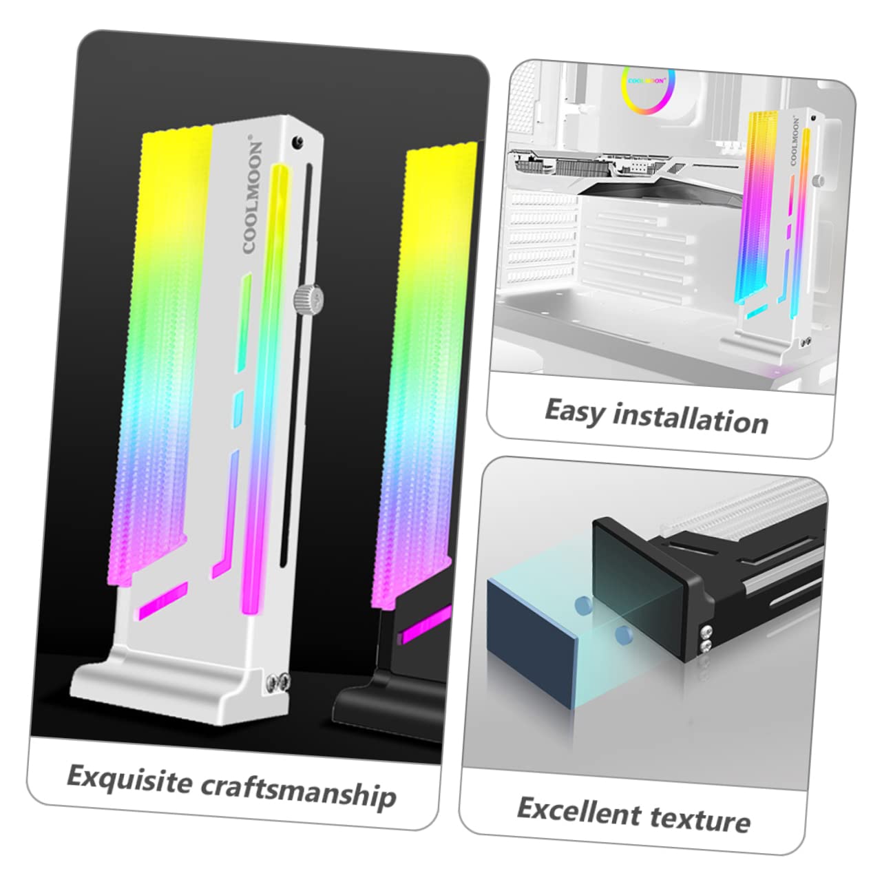 2-Pack Uonlytech Aluminum Alloy Magnetic GPU Bracket - White Computer Case Graphics Card Support Stand Holder for PC Gaming Setup | Perfect for Gaming Rigs, Workstations & Custom PC Builds