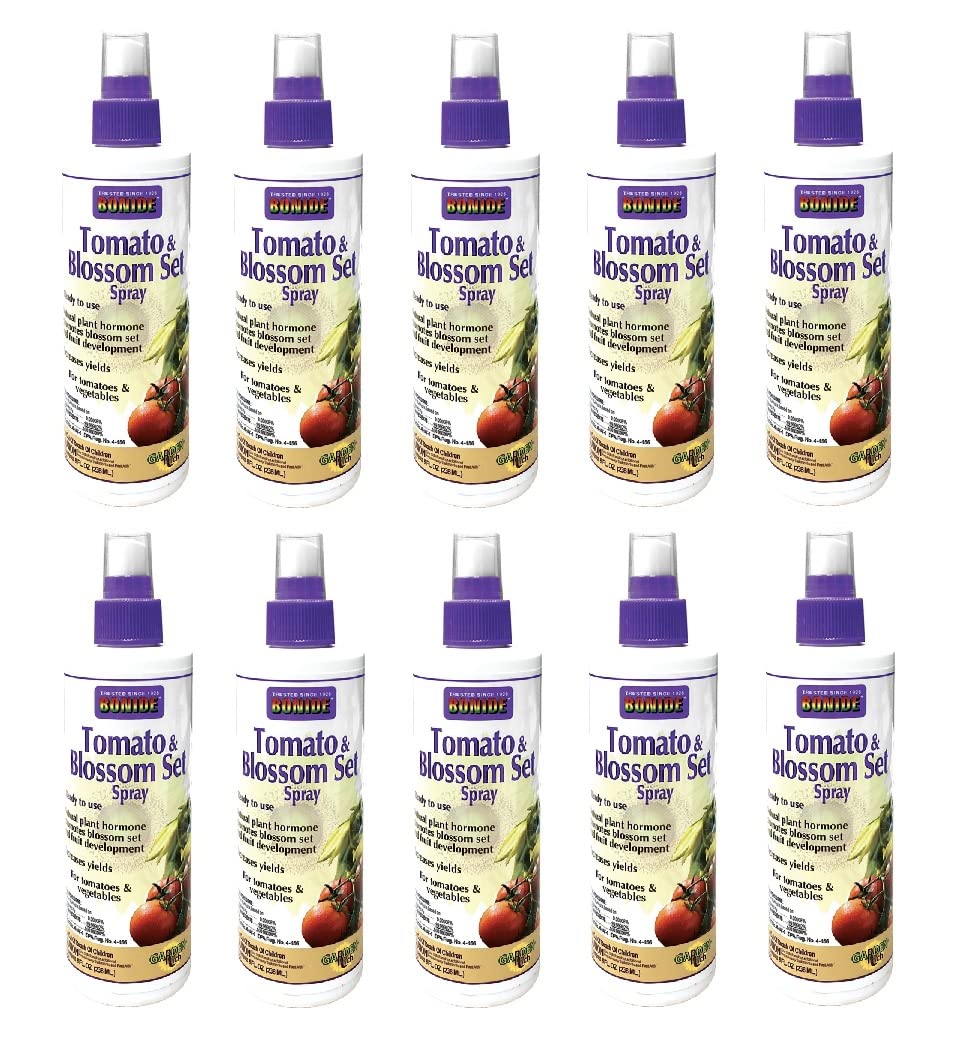 10 Pack Bonide 543 8 oz Ready-to-Use Tomato & Vegetable Blossom Set Spray - Prevents Blossom Drop for Tomatoes, Peppers & Vegetables - Ideal for Home Gardeners & Organic Farming