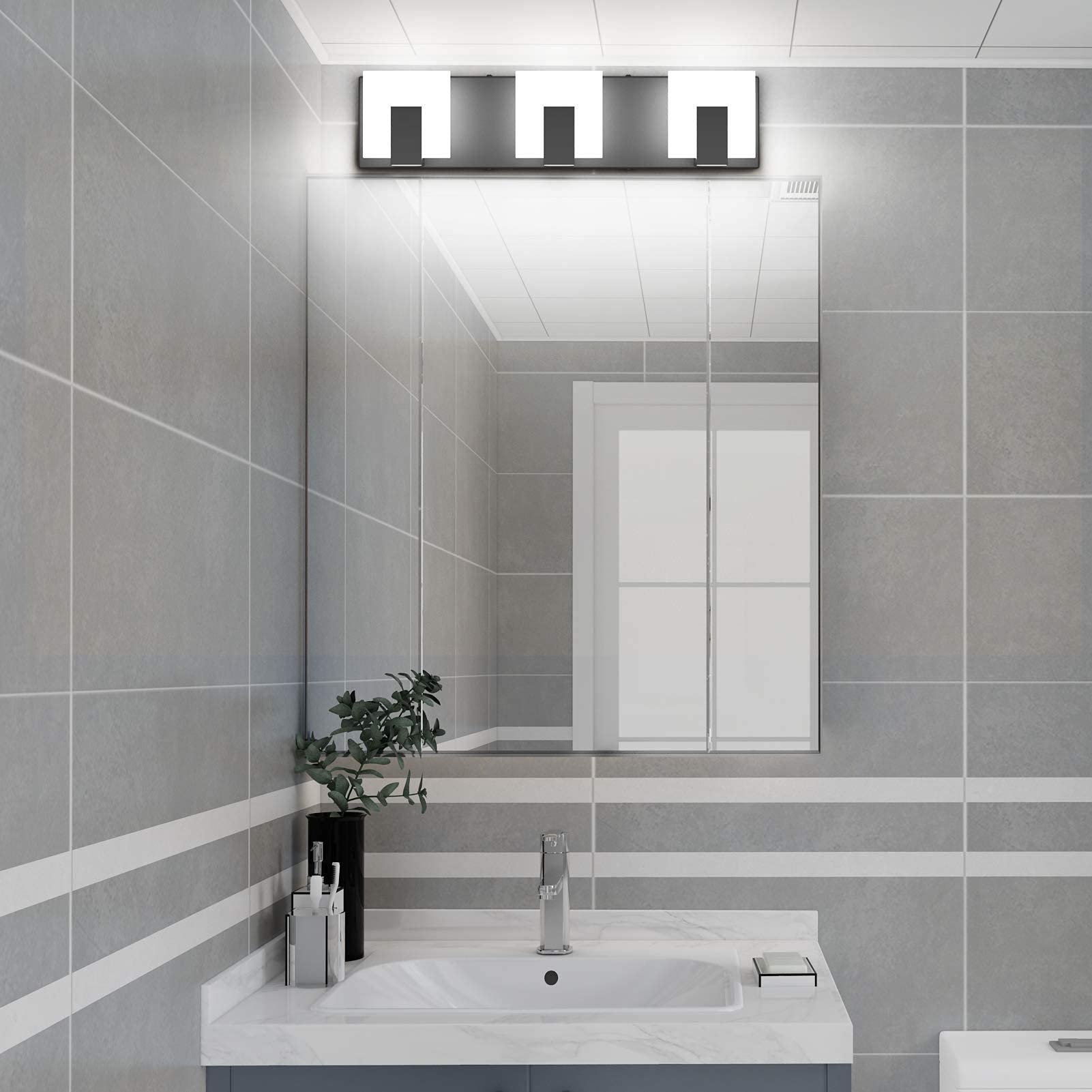 Modern Black LED Vanity Light - Up & Down Bathroom Wall Lighting Fixture for Mirror - Perfect for Bathroom, Powder Room & Dressing Area