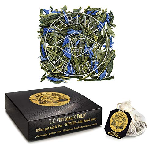 Mariage Freres The Vert Macro Polo Green Tea - 30 Tea Bags in Elegant Gift Box | Premium Loose Leaf Tea for Relaxation, Afternoon Tea & Gourmet Gifting