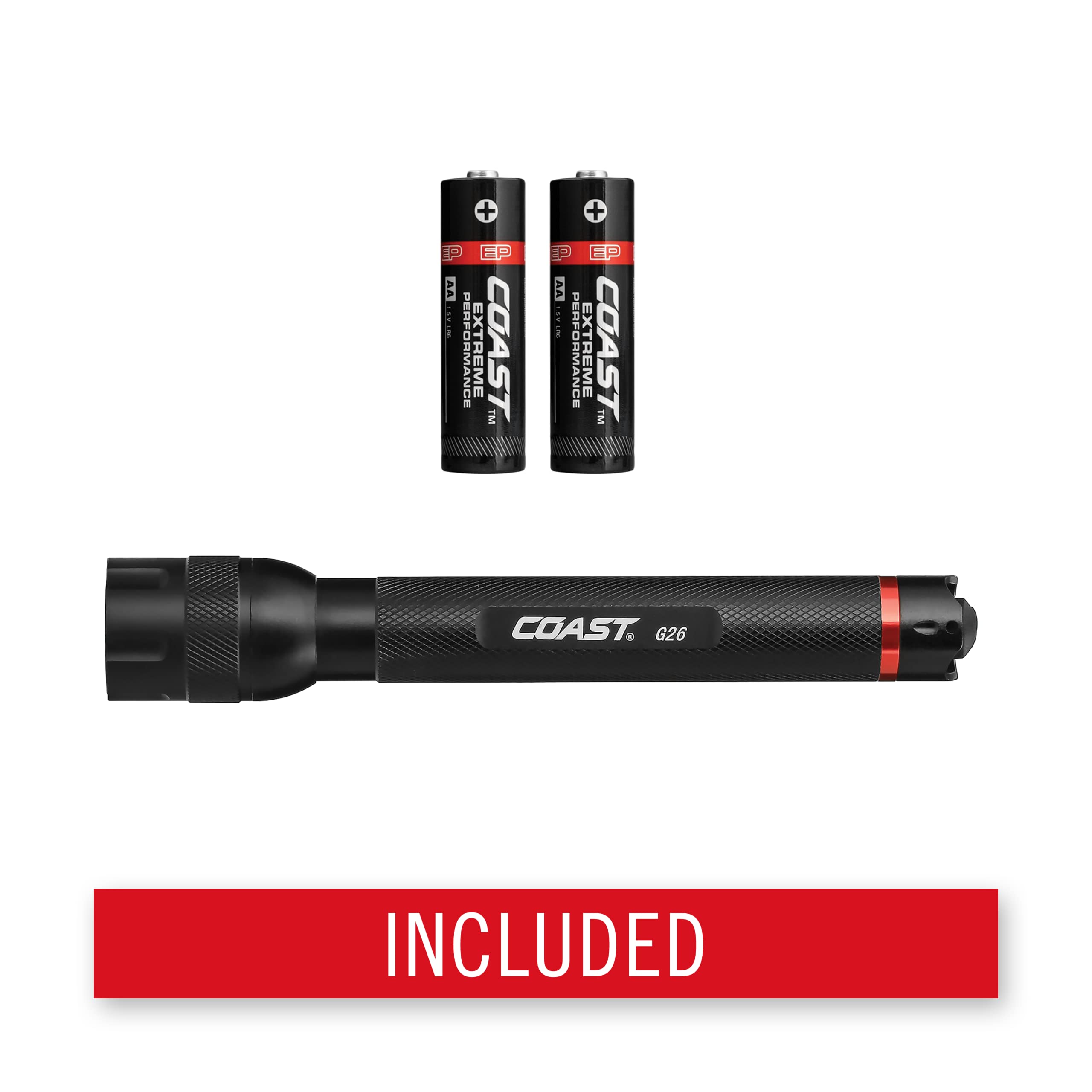 Coast® G26 415 Lumen Bulls-Eye™ Spot Beam LED Flashlight with Batteries Included - Black | High-Power Tactical Flashlight for Camping, Hiking, Emergency & Outdoor Adventures