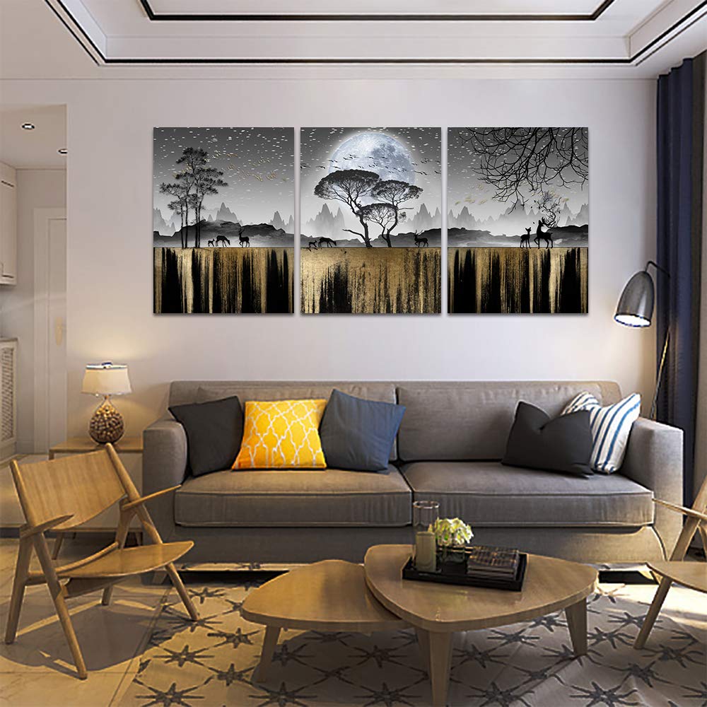 Black and White Tree Canvas Wall Art - Modern Family Home Decor for Living Room, Bedroom, Office & Kitchen - Inspirational Wall Print for Housewarming Gift & Interior Design