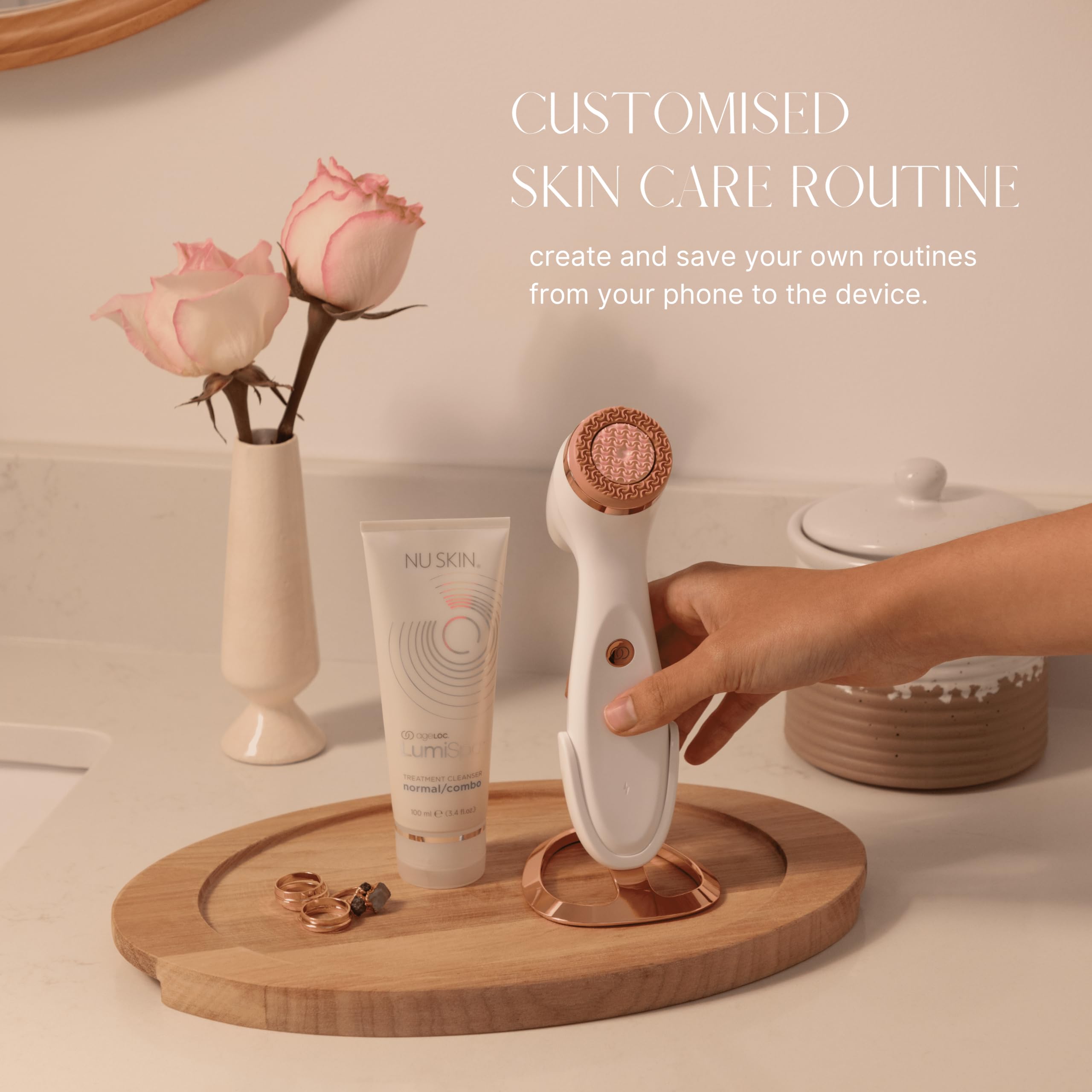 Nu Skin ageLOC LumiSpa iO Smart Facial Cleansing & Skincare System - Rose Gold | Anti-Aging & Deep Cleansing Device for Glowing Skin | 2-Minute Morning & Night Routine | Perfect for Busy Professionals & Skincare Enthusiasts