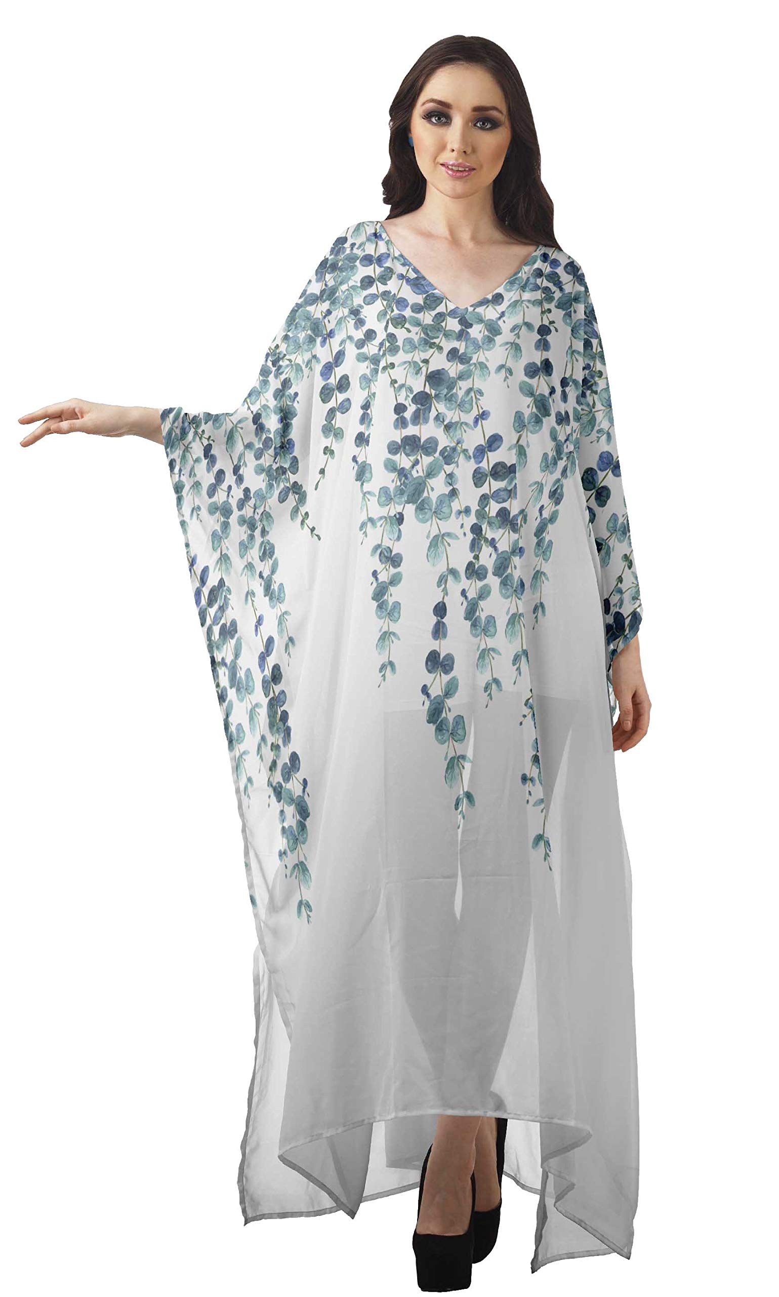 Moomaya Women's Sheer Turkish Kaftan Beach Cover Up Dress - Lightweight Swimwear Coverup for Pool, Beach & Vacation - Elegant Long Caftan Dress for Summer Travel & Resort Wear