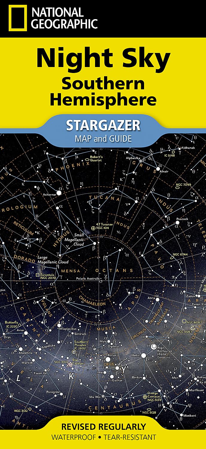 National Geographic Night Sky Southern Hemisphere Stargazer Map & Guide - Astronomy Star Chart for Backyard Stargazing, Camping & Outdoor Adventures
