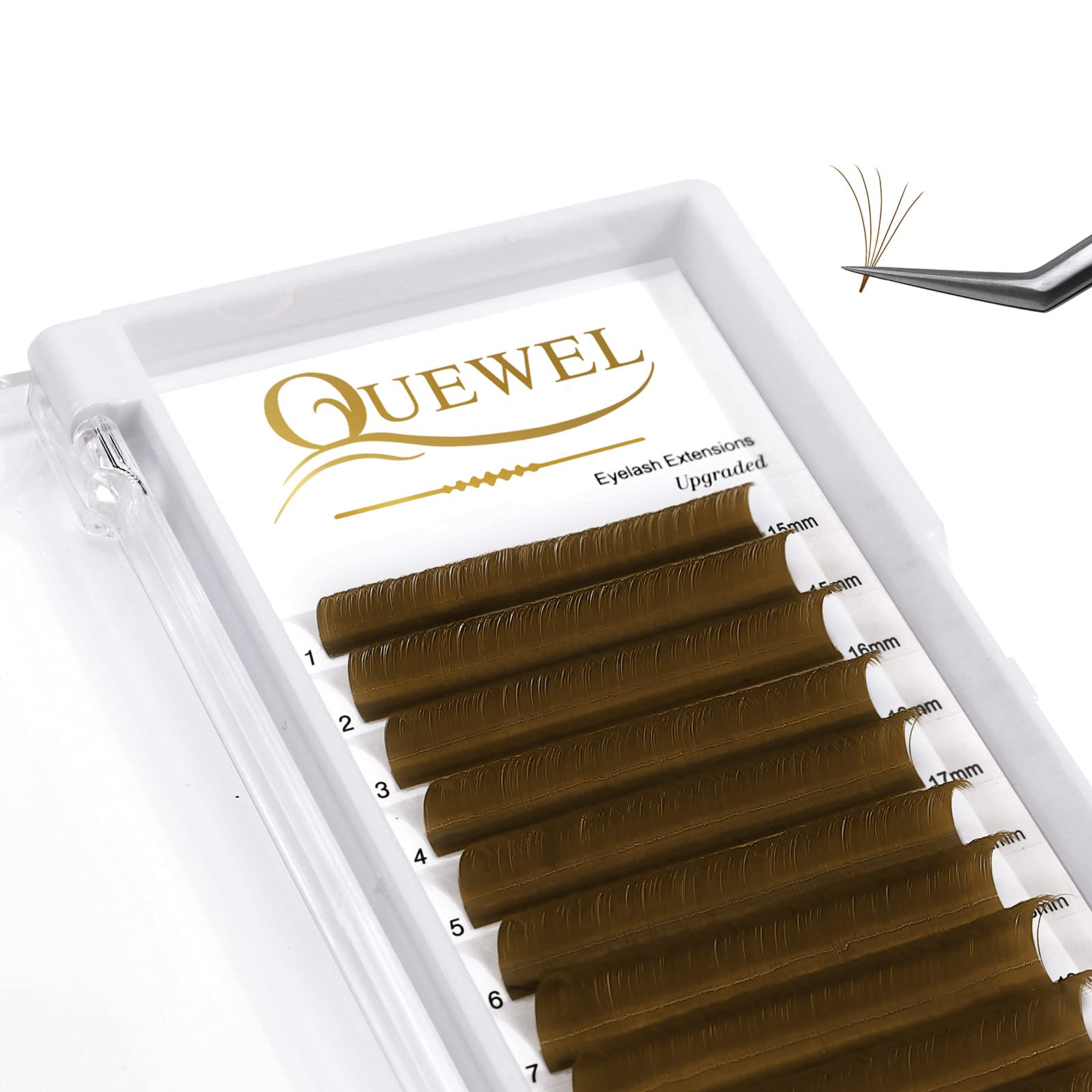 Premium 0.07mm D Curl Volume Lash Extensions 15-20mm - Natural Brown Eyelash Extensions for Easy Fanning (2D-20D) - Perfect for Salon Professionals & DIY Lash Artists - Ideal for Weddings, Parties & Everyday Glam