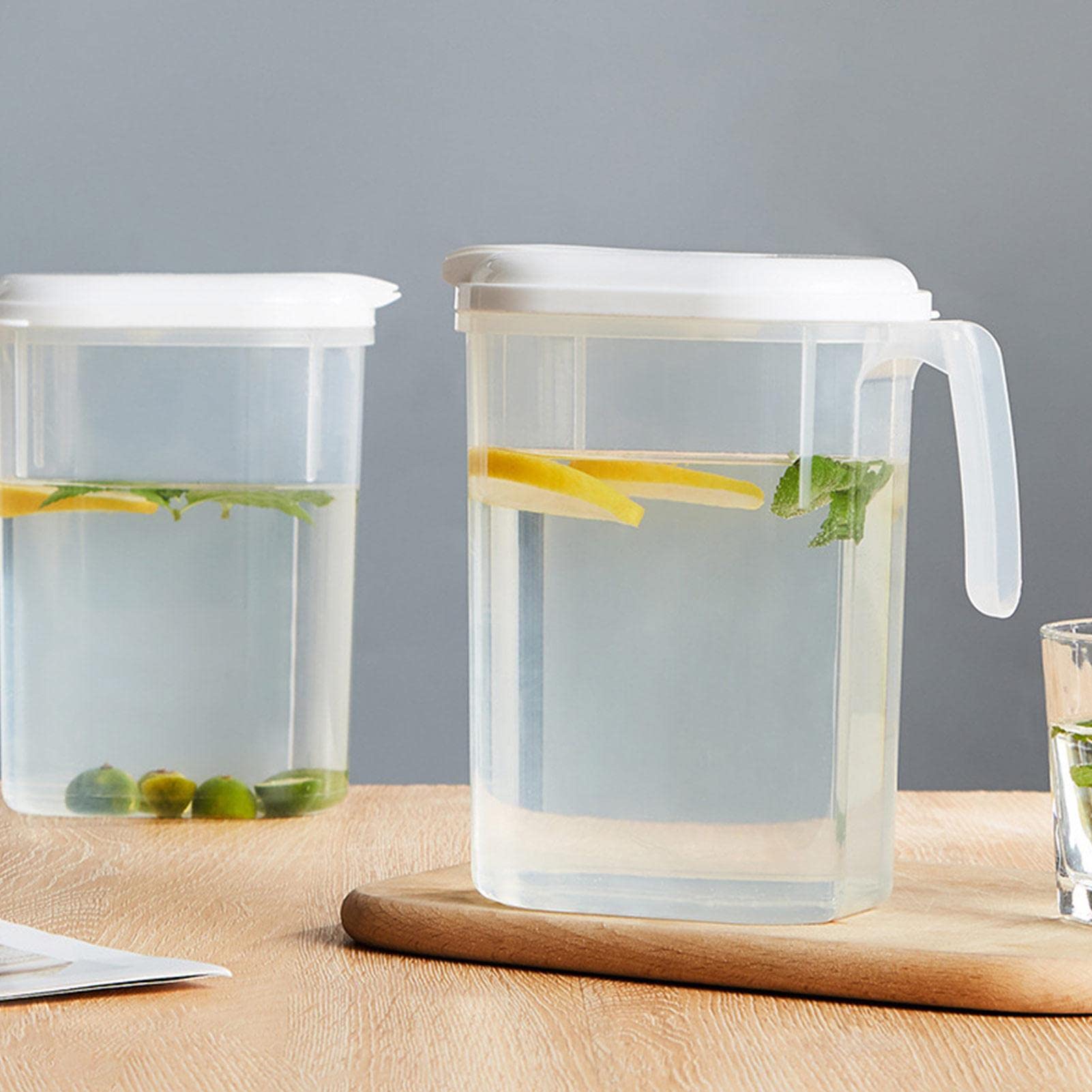 2-Pack 1800ml Plastic Pitcher with Lid - BPA-Free Juice & Beverage Container for Fridge - Perfect for Lemonade, Iced Tea, Mixing Drinks - Dishwasher Safe - Great for Parties, BBQs & Family Gatherings