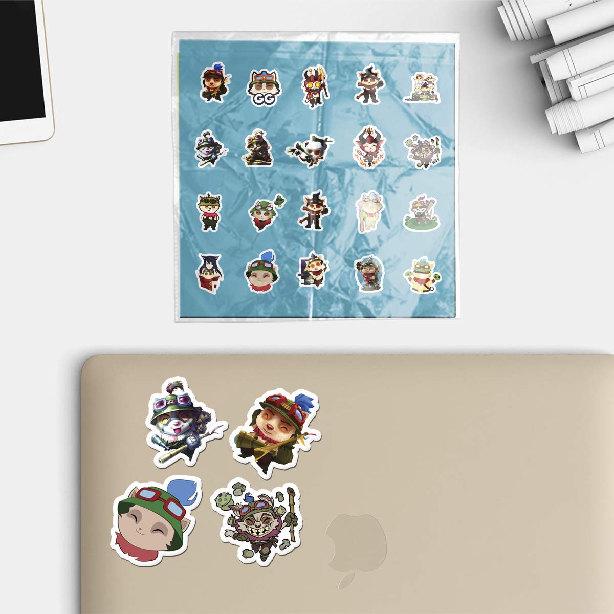20 PCS Teemo Aesthetic Vinyl Stickers - Colorful Waterproof Decals for Water Bottles, Laptops, Scrapbooking, Luggage, Guitars & Skateboards | Perfect for DIY Crafts, School Supplies & Personalizing Your Belongings