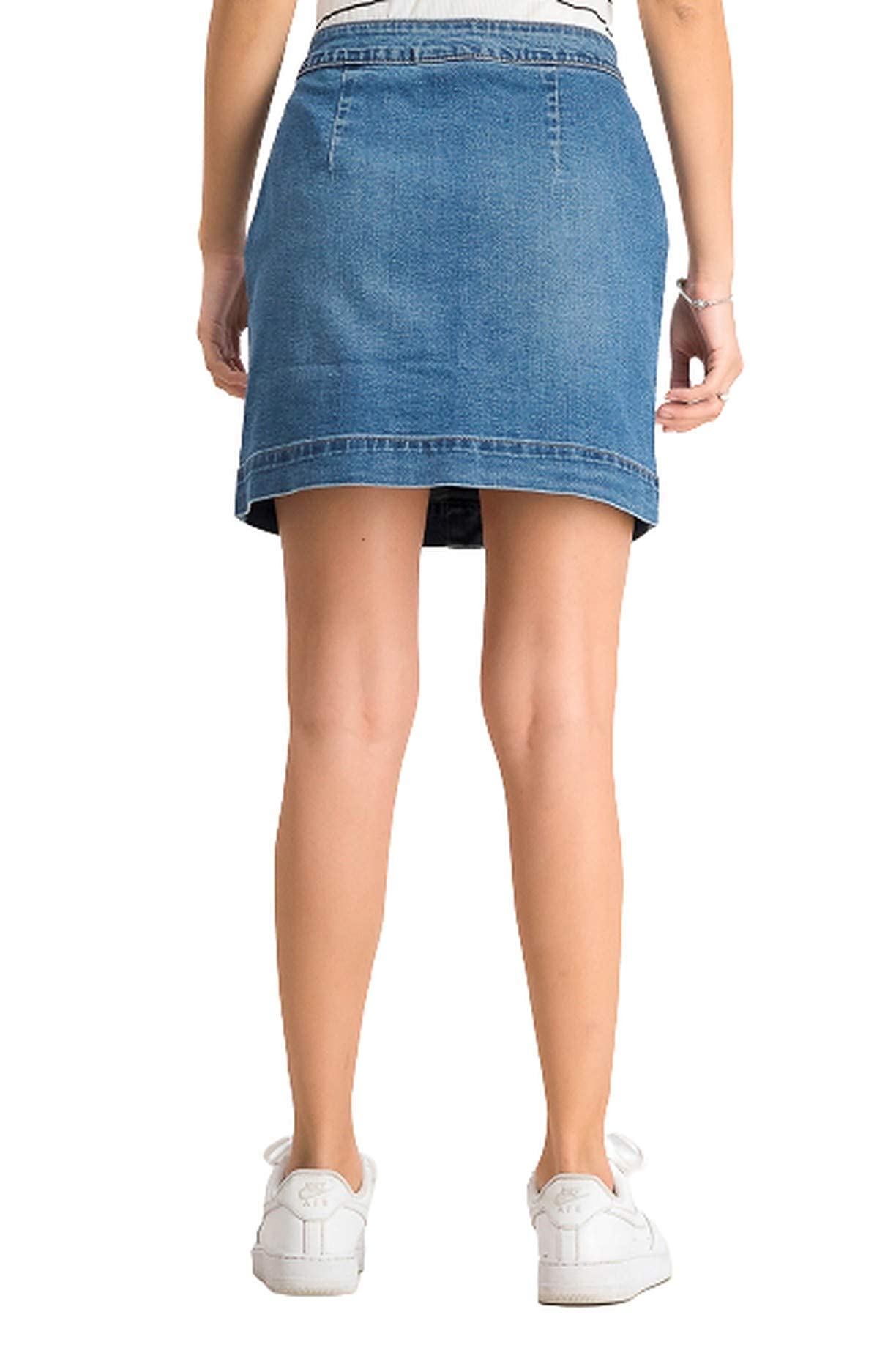 Maison Jules Women's Denim Button Down Skirt in Navy Blue - Size 12 (Large) - Perfect for Casual Outings and Summer Fashion