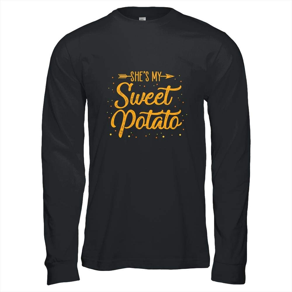 Sweet Potato Couple Matching Shirt - Long Sleeve Tee for Couples | Funny 'She's My Sweet Potato Yes I Yam' Gift Idea for Anniversaries, Valentine's Day & Date Nights