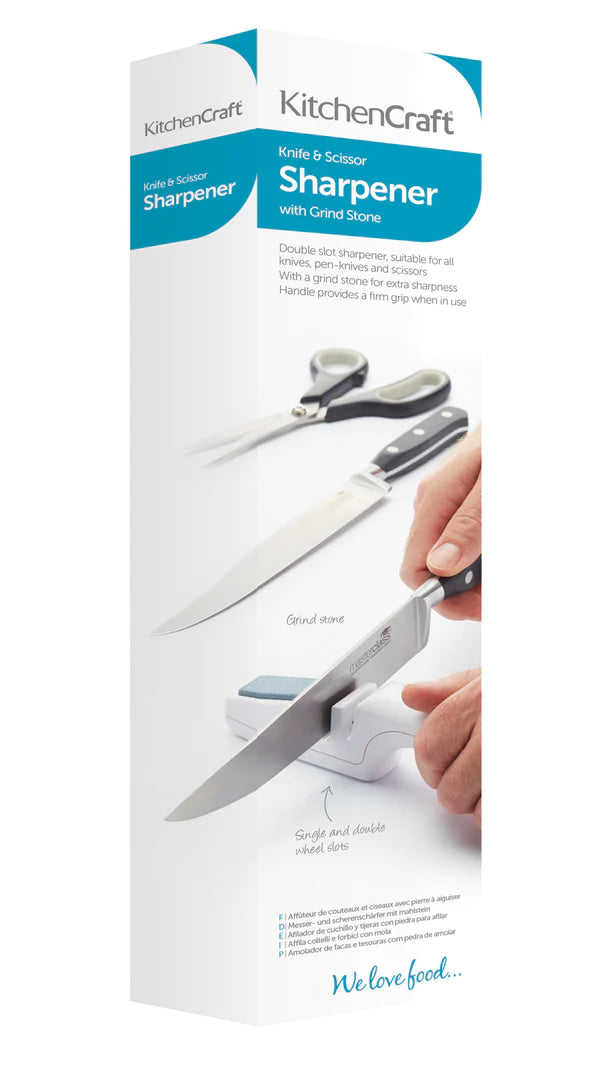 Premium Knife and Scissor Sharpener - Professional Blade Sharpening Tool for Kitchen, Home & Outdoor Use - Perfect for Chefs, Camping & DIY Projects