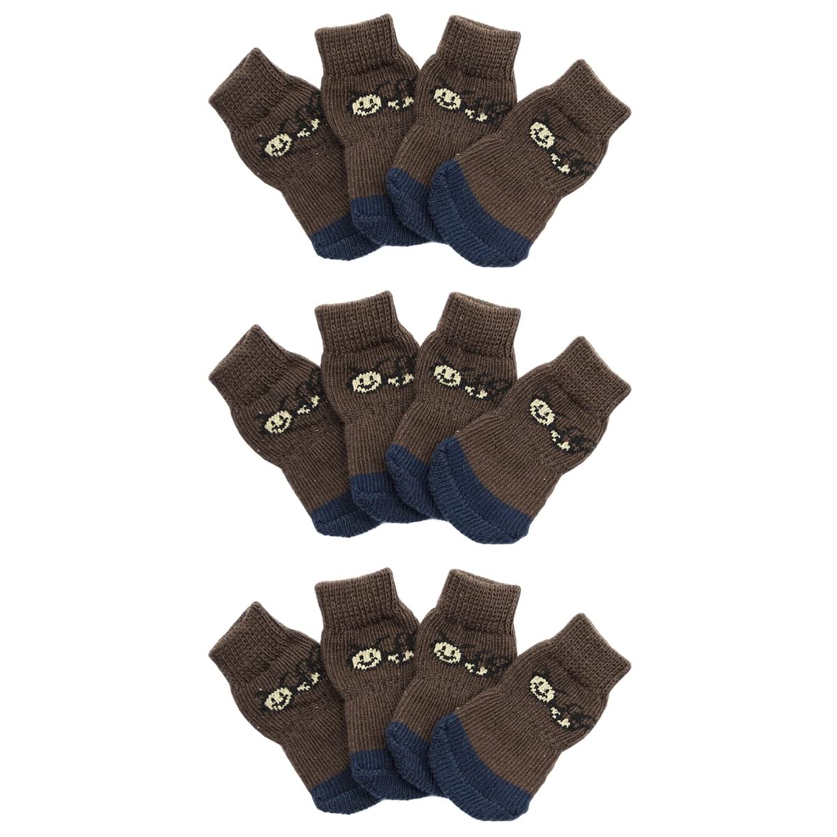 12 Pcs Non-Slip Pet Socks for Dogs & Cats - Paw Protection Socks with Anti-Skid Bottom, Comfortable Puppy Socks for Indoor Use, Perfect Stocking Stuffers for Poodles and Small Dogs (Great for Cold Floors & Post-Surgery Recovery)