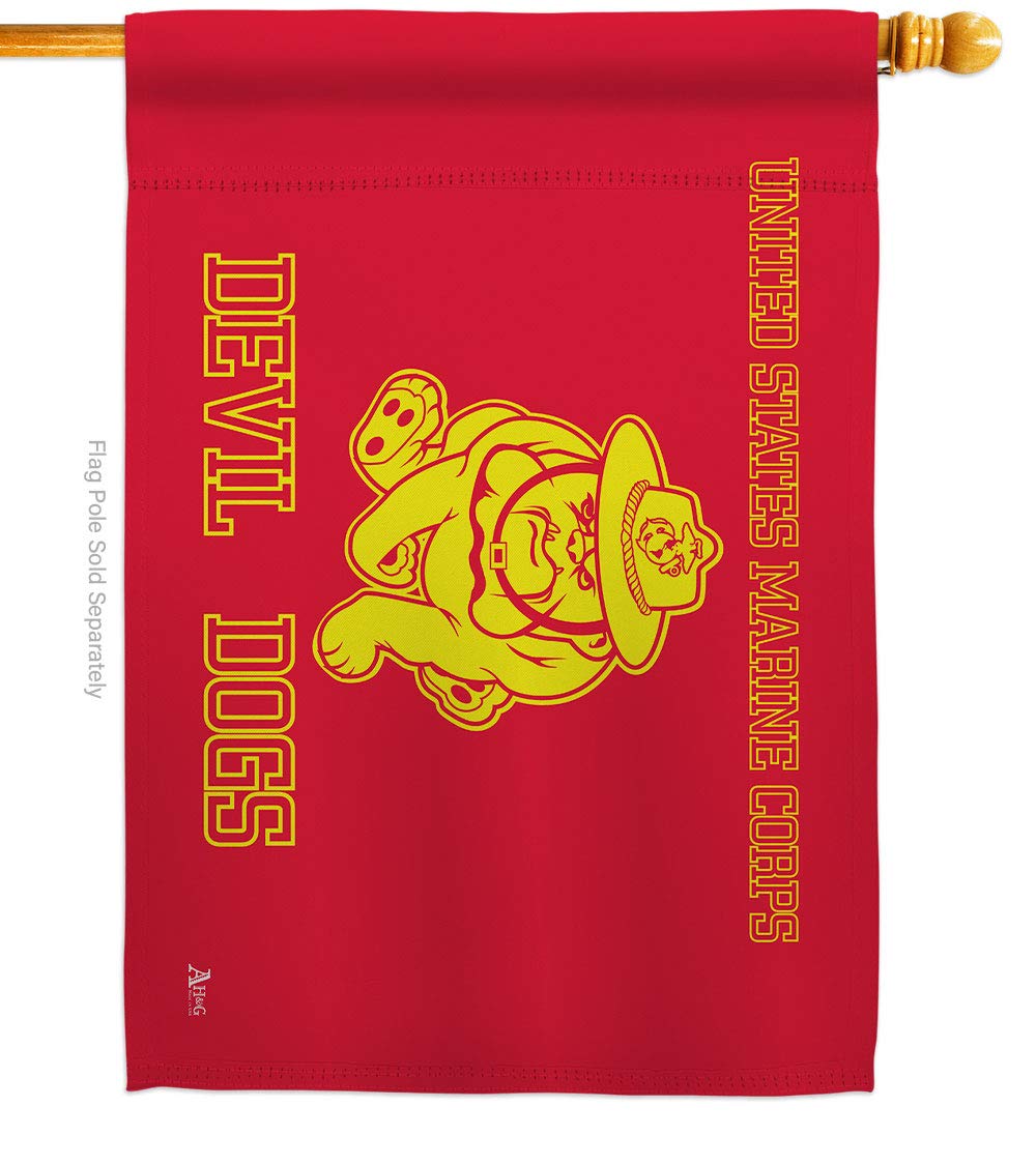 Americana Home & Garden H140313-BO 28x40 Inch Double-Sided Marine Bull Dogs House Flag - Armed Forces Corps Decorative Banner for Yard, Garden & Patriotic Outdoor Decor | Perfect for Military Appreciation, Veterans Day & Patriotic Holidays
