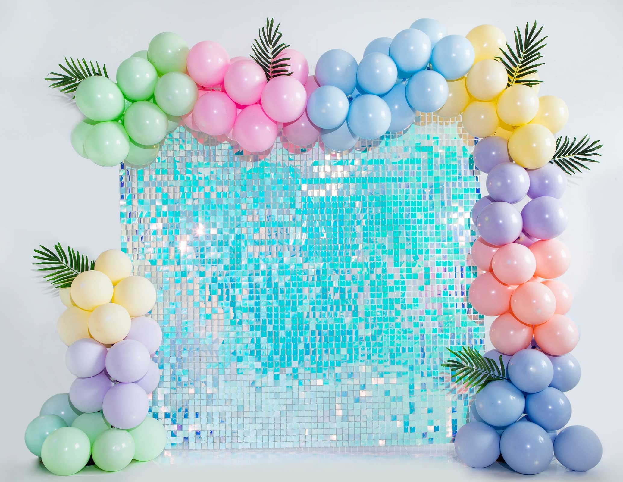 Blue Sequin Shimmer Wall Backdrop Panels - 12 Pack Wedding Anniversary Birthday Party Decor | Elegant Photo Booth Background for Events, Stage Shows & Home Celebrations