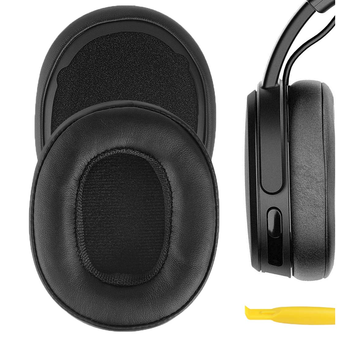 Geekria QuickFit Replacement Ear Pads for Skullcandy Crusher Wireless/EVO/ANC Hesh 3 Headphones - Soft Memory Foam Ear Cushions, Noise Isolation Earpads, Durable Headset Ear Cups Cover Repair Parts (Black) - Perfect for Gaming, Music & Travel Comfort