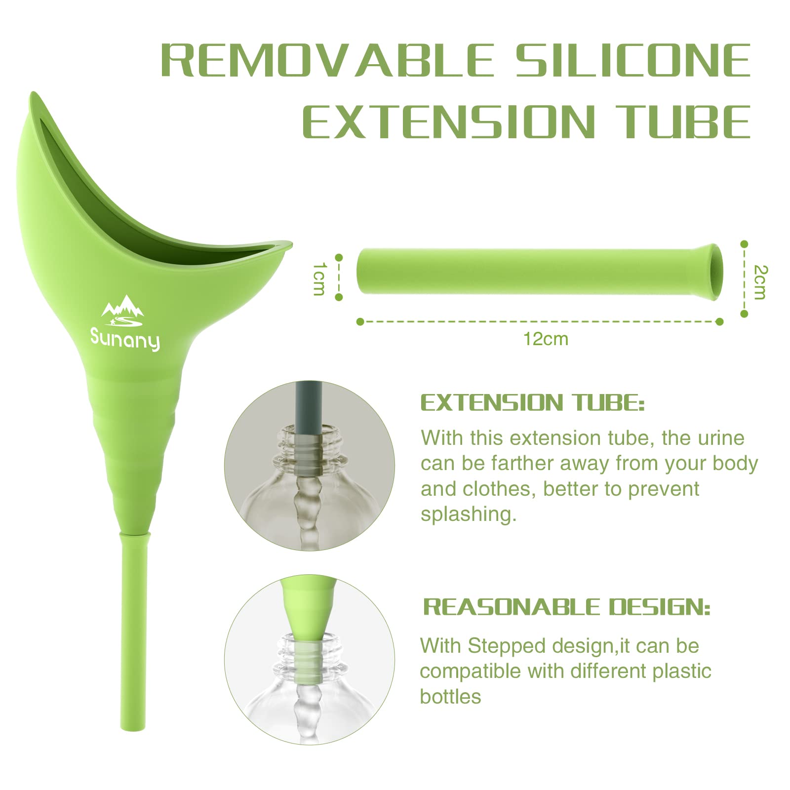 **Sunany Female Urinal with Silicone Funnel - Portable Standing Pee Device for Women, Reusable Outdoor Urinal - Perfect for Camping, Hiking, Travel & Road Trips**